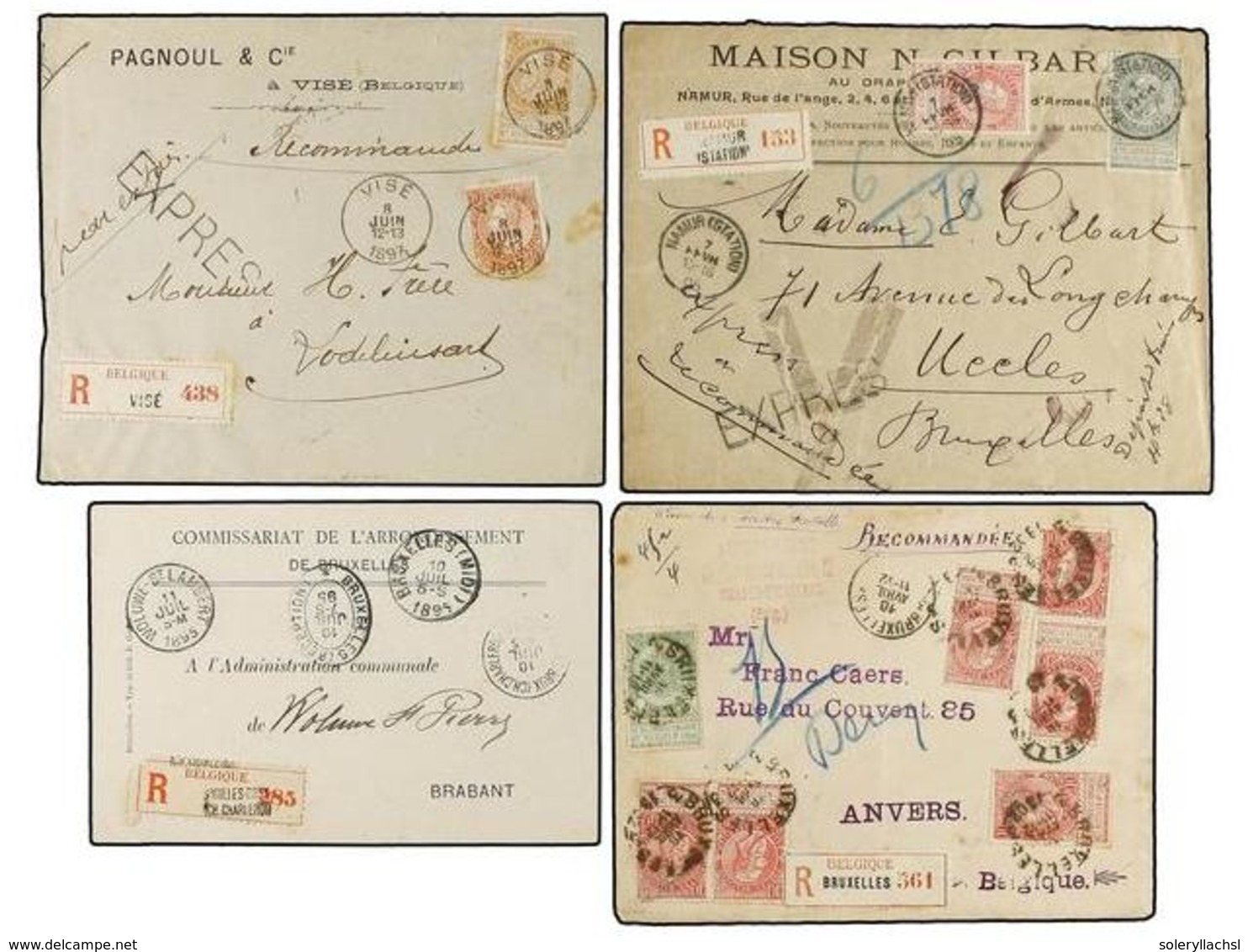 226 BELGICA. 1897-1909. SIXTEEN Registered Covers Sent Inside BELGIUM. Diverse Frankings. - Andere & Zonder Classificatie