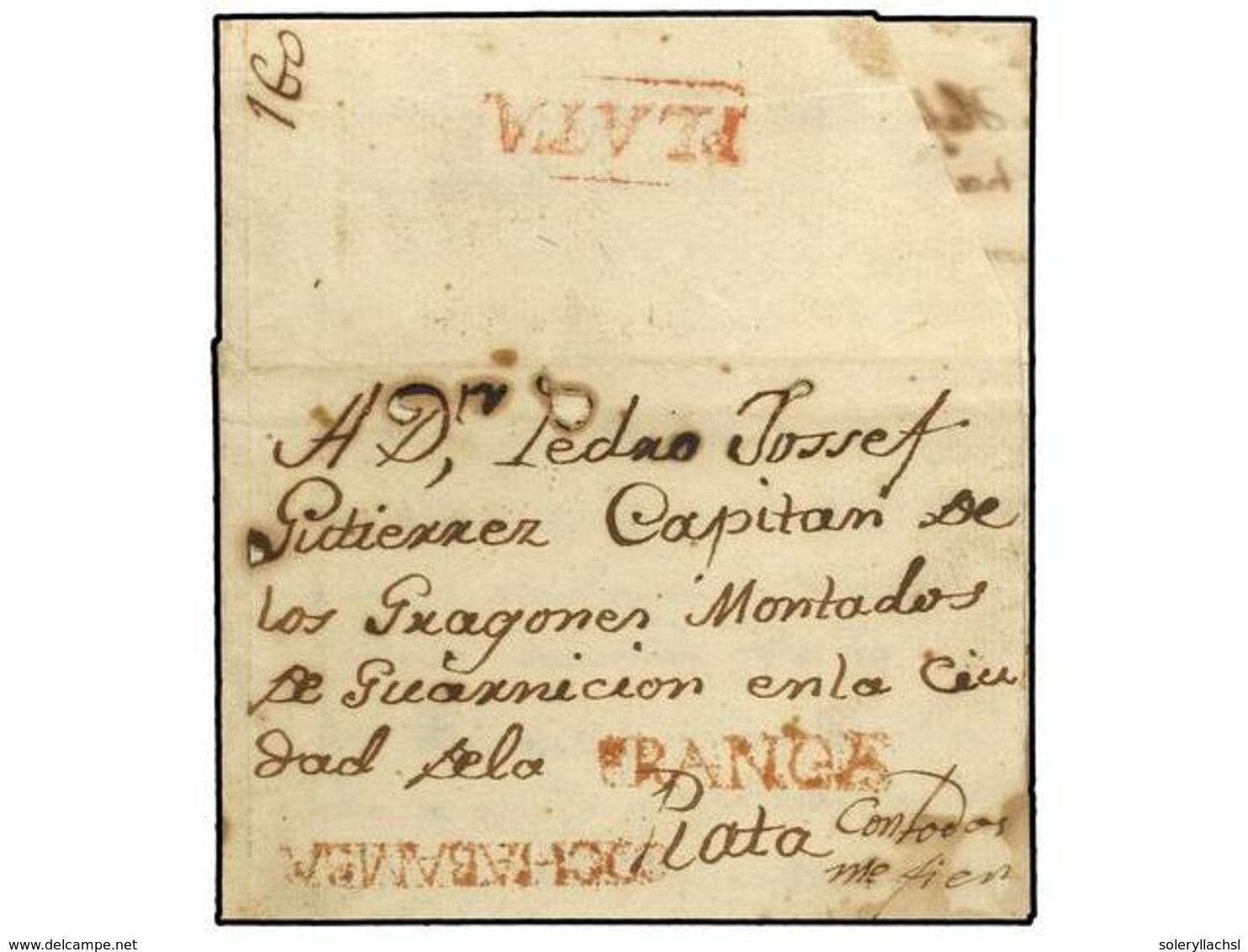 313 BOLIVIA. 1818 (2-Octubre). COCHABAMBA A PLATA. Carta Completa Circulada Con La Marca Lineal <B>COCHABAMBA</B> Y <B>F - Andere & Zonder Classificatie