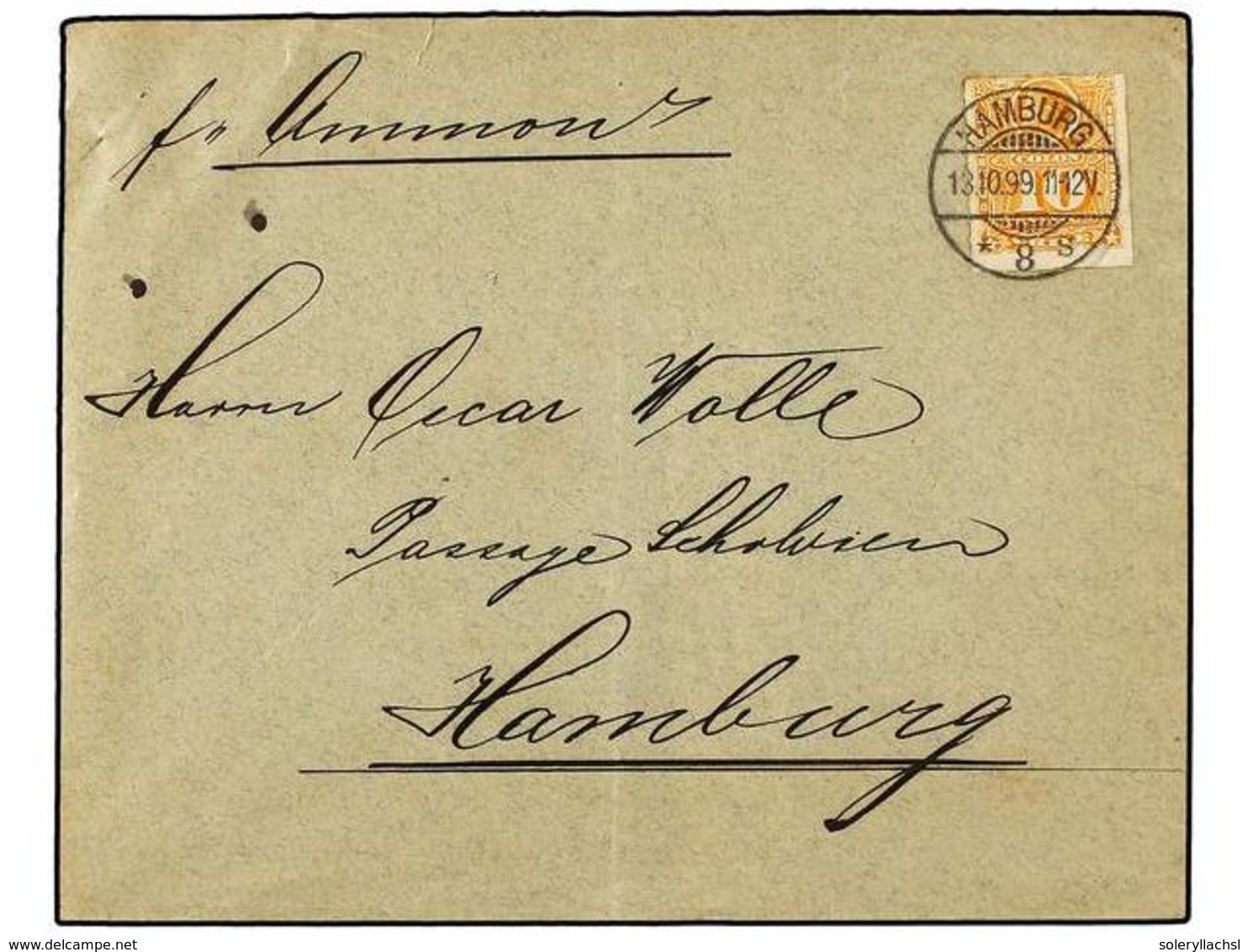 380 CHILE. Sc.29. 1899. VALDIVIA A HAMBURGO (Alemania). <B>10 Ctvos.</B> Naranja, Mat.<B> HAMBURG</B> A La Llegada Por E - Andere & Zonder Classificatie