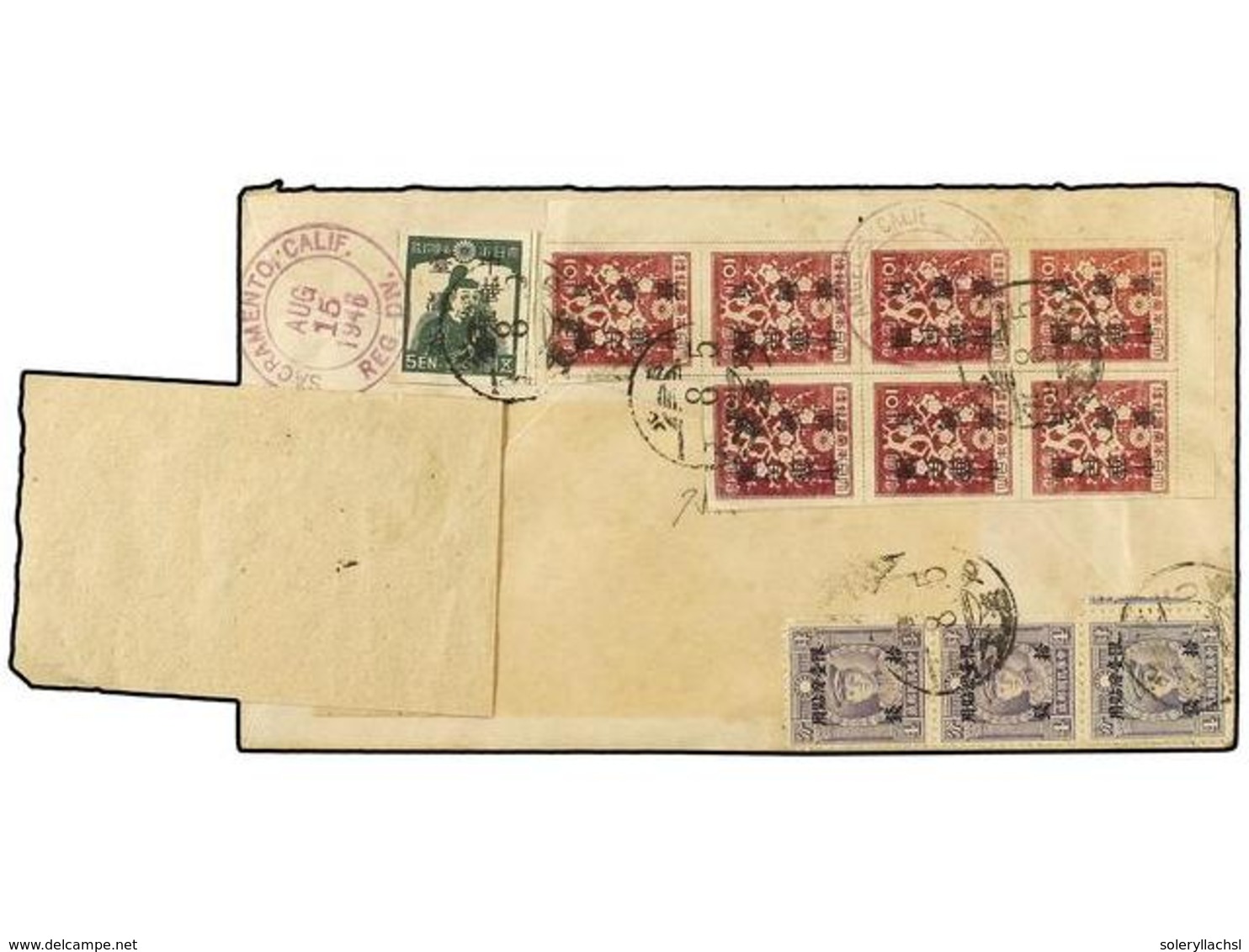 399 CHINA. 1946. <B>TAIWAN.</B> TAIPEH To SACRAMENTO (Usa). <B>JAPANESE OCCUPATION.</B> Air Mail Registered Cover With < - Other & Unclassified