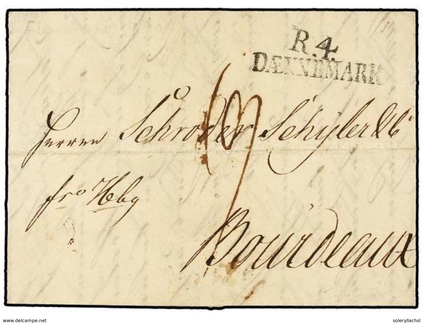 458 DINAMARCA. 1804. FLEUSBOURG To FRANCE. Via Hamburg With <B>R.4/DAENNEMARK</B> (Van Der Linden 873). - Sonstige & Ohne Zuordnung