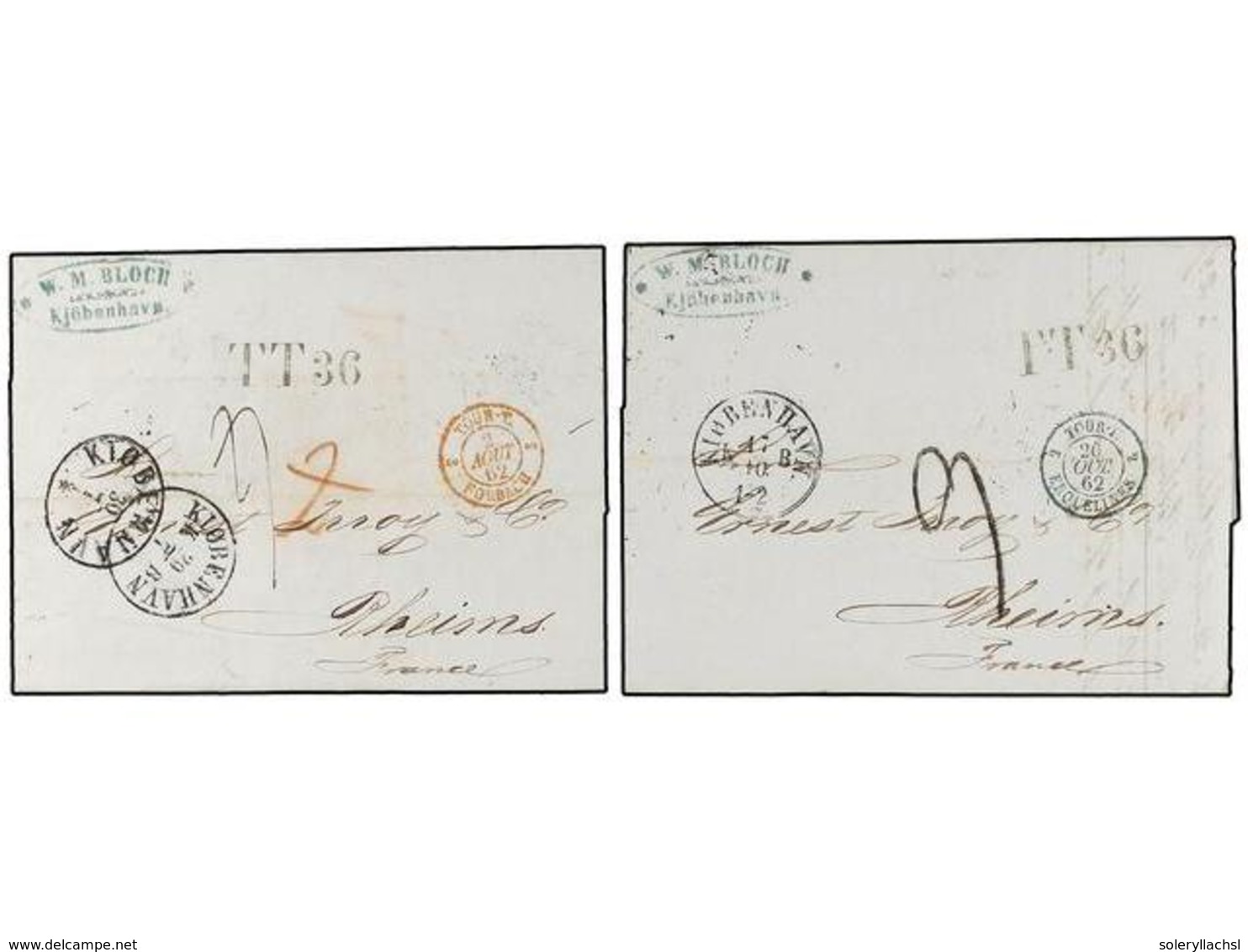 464 DINAMARCA. 1862. COPENHAGEN To FRANCE Via Hamburg And Tour And Taxis With <B>TT36</B> Exchange Mark (Van Der Linden  - Altri & Non Classificati