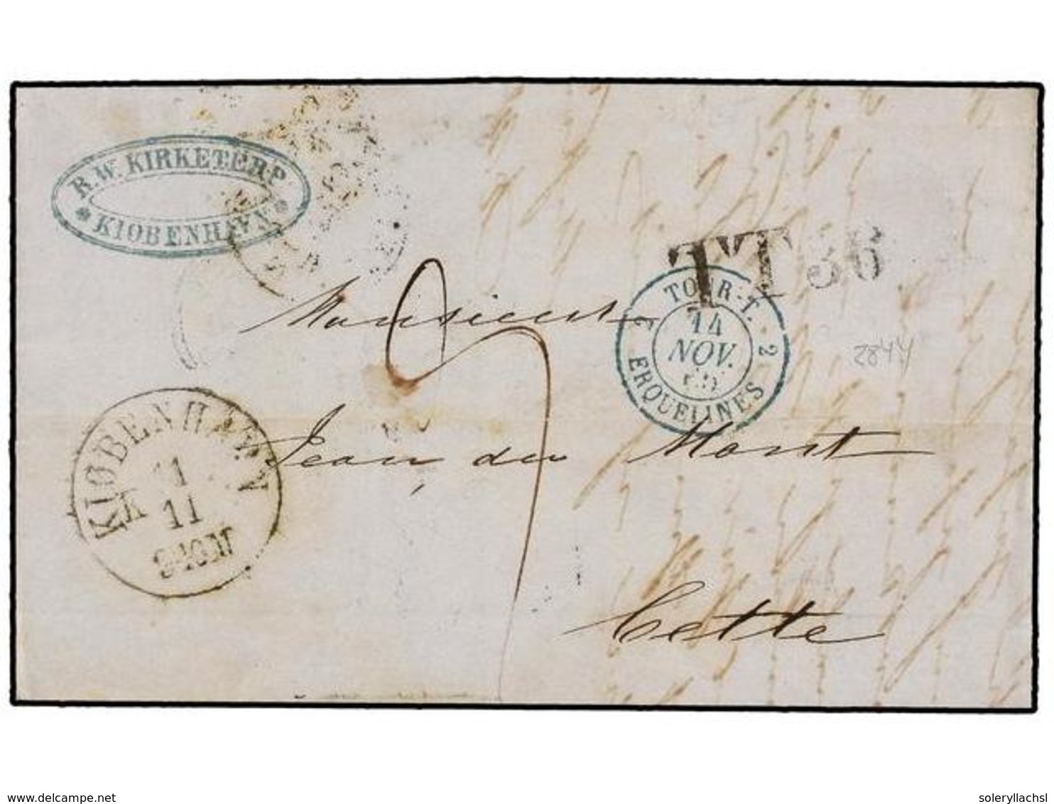 468 DINAMARCA. 1865. COPENHAGEN To FRANCE Via Luebeck With <B>TT36</B> Exchange Mark (special Type, Van Der Linden 2844) - Sonstige & Ohne Zuordnung