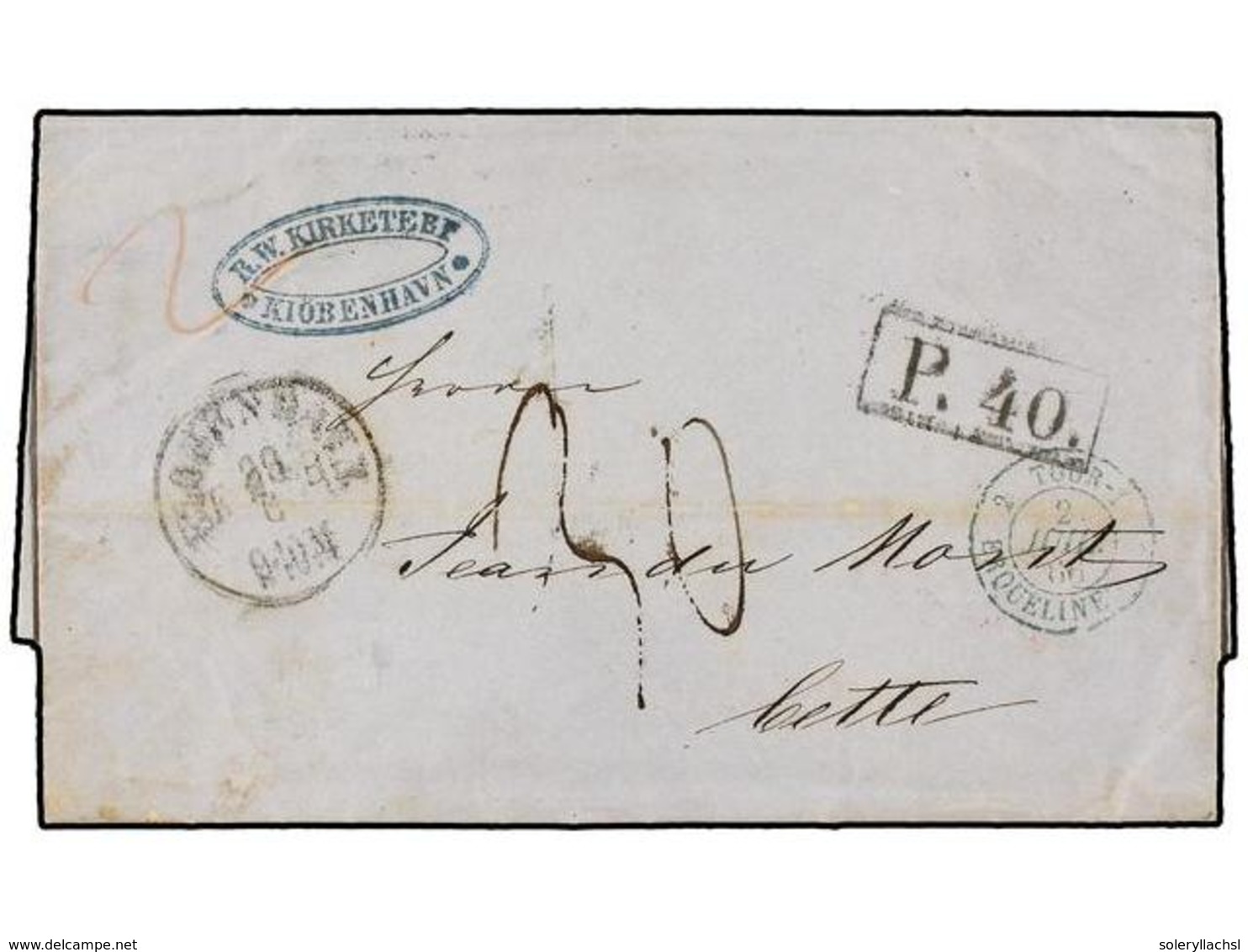 470 DINAMARCA. 1866. COPENHAGEN To FRANCE Via Lubeck With <B>P.40</B> Exchange Mark (Van Der Linden 2103). - Andere & Zonder Classificatie