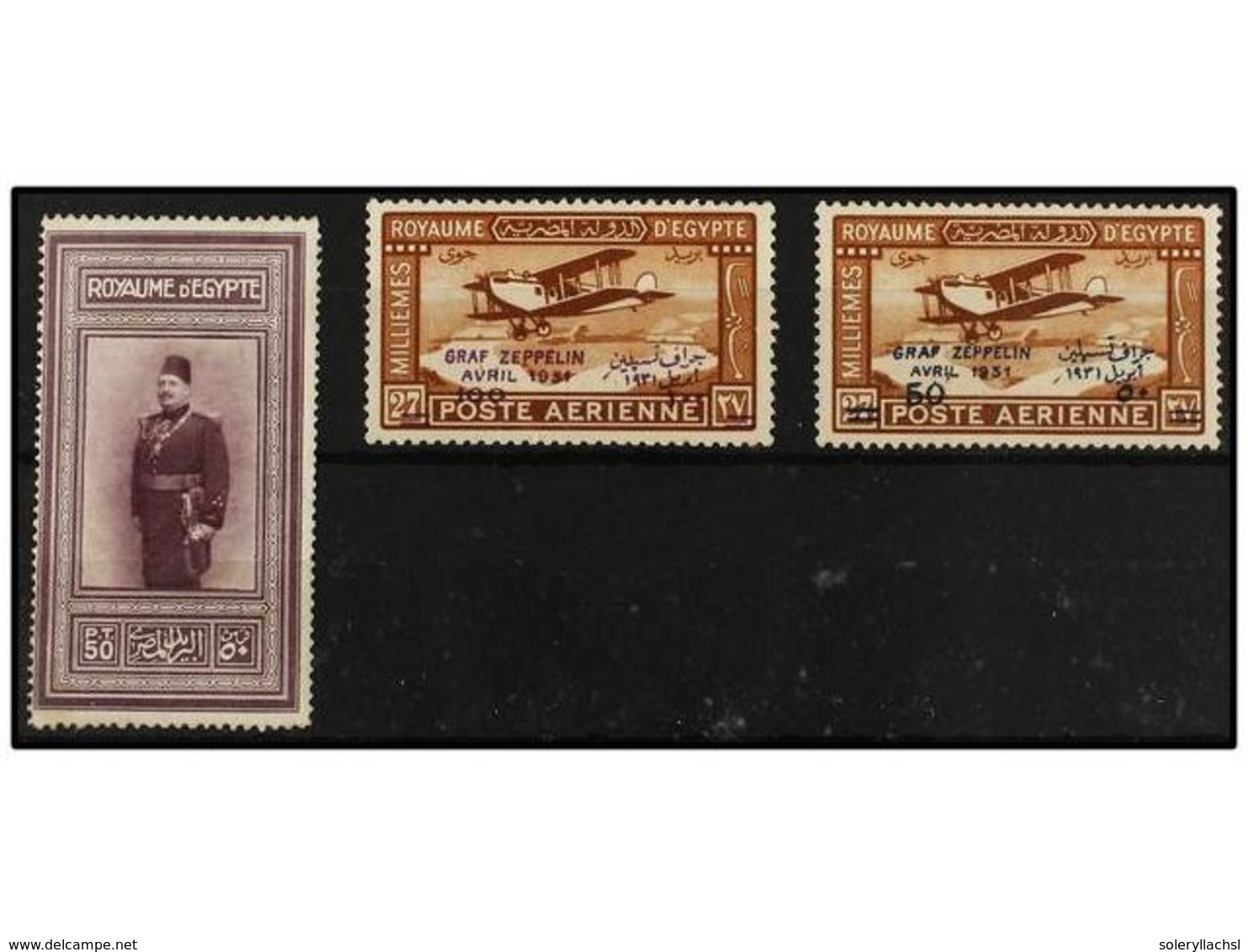 479 ** EGIPTO. Yv.115, A 3/4. <B>50 Pi.</B> Lilac And <B>Zeppelin</B> Set, Never Hinged. - Sonstige & Ohne Zuordnung