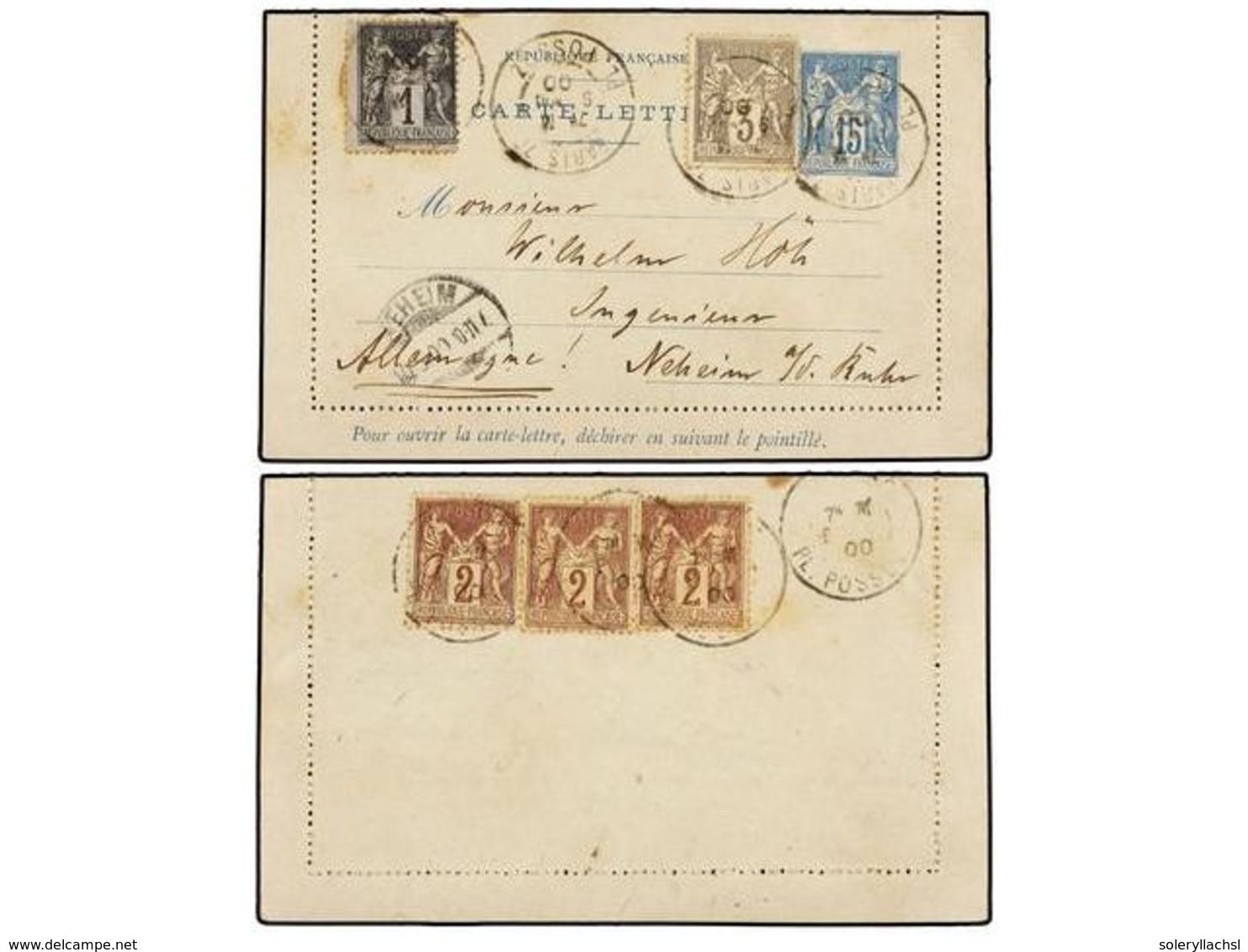 564 FRANCIA. 1900. PARÍS To GERMANY. Postal Stationary Card Of <B>15 Cts.</B> Blue Uprated With <B>1 Cto.</B>, <B>2 Cts. - Sonstige & Ohne Zuordnung