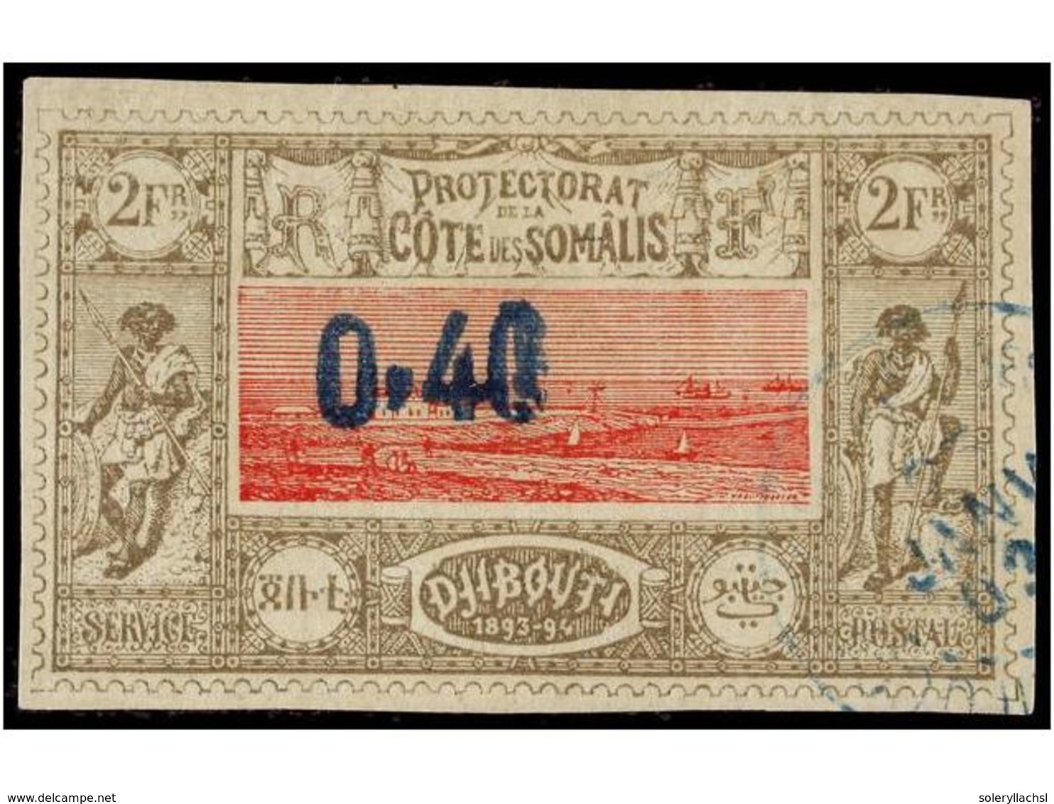 576 ° COSTA DE LOS SOMALIES. Yv.25. 1902. <B>40 Cts. S. 2 Fr.</B> Brown And Red. Fine Used. Yvert.500€. - Sonstige & Ohne Zuordnung