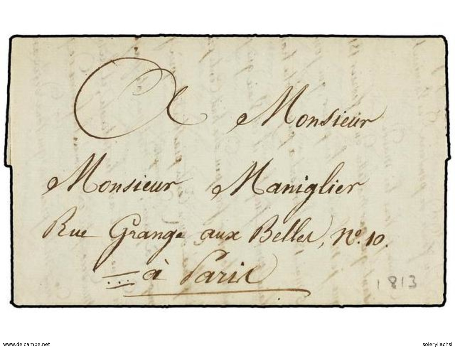 617 MAURICIO. 1813 (December). PORT LOUIS To PARIS. Entire Letter Circulate Privately Out Of The Mails. - Andere & Zonder Classificatie