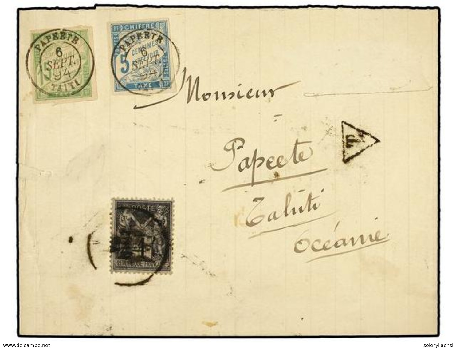 644 TAHITI. Ce.18+20. 1894 (Sept. 6). Newspaper Wrapper Mailed To PAPEETE (Tahiti) Franked Solely By Type Sage <B>1c. </ - Autres & Non Classés