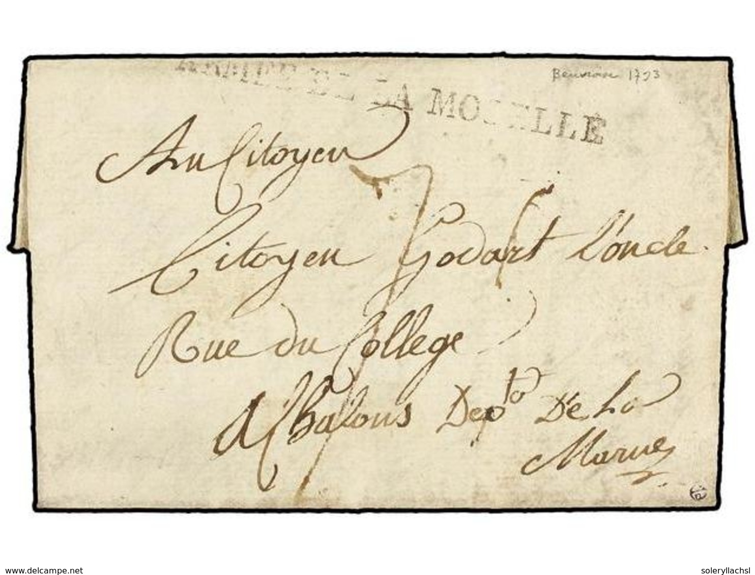 663 ALEMANIA. 1793. BOUVROFFE To FRANCE. Entire Letter With <B>ARMEE DE LA MOSELLE </B>mark. - Sonstige & Ohne Zuordnung