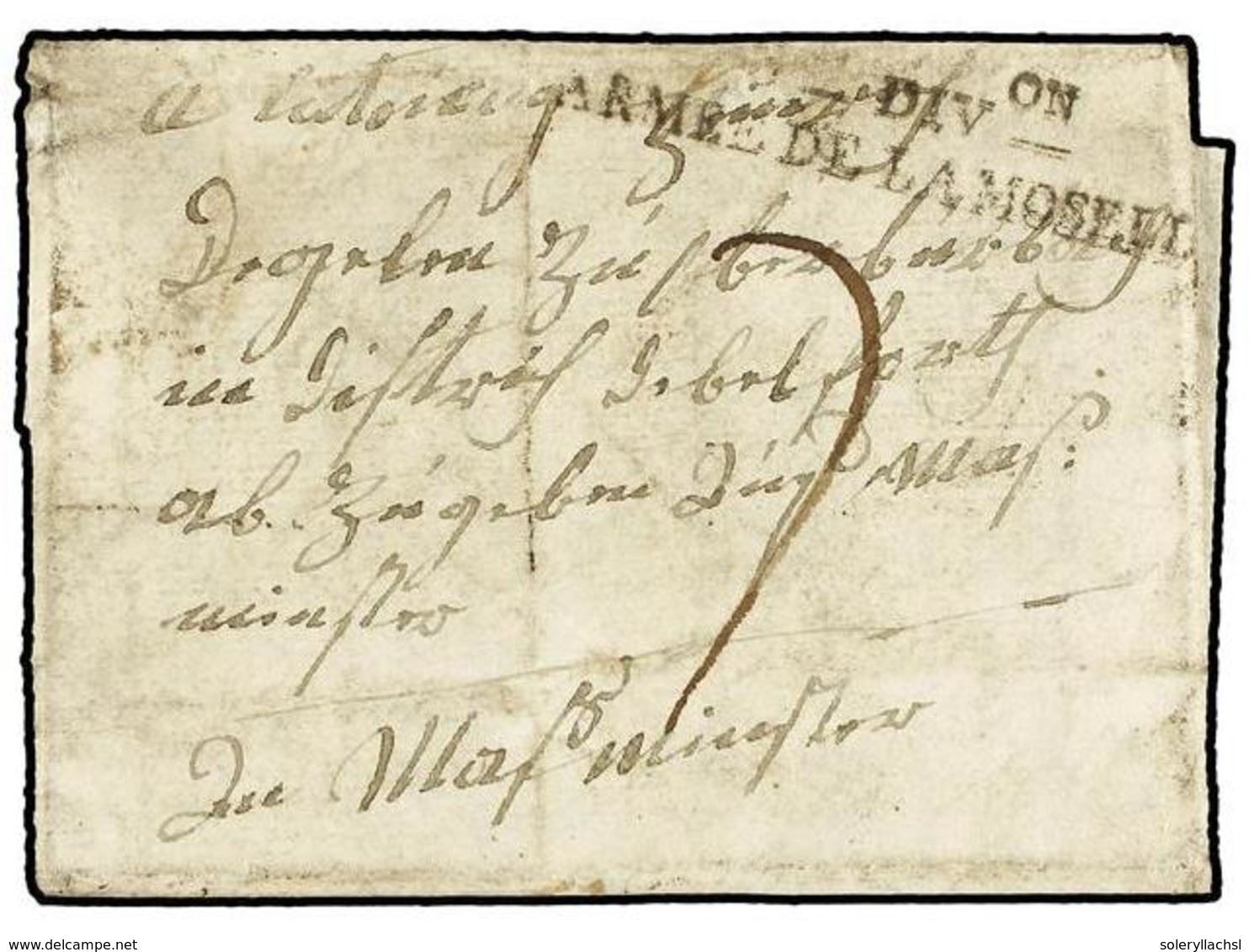 664 ALEMANIA. 1794. DOLUNG? To GERMANY. Entire Letter (in German Language) With <B>5 DIVon/ARMEE DE LA MOSELLE</B> Mark. - Sonstige & Ohne Zuordnung