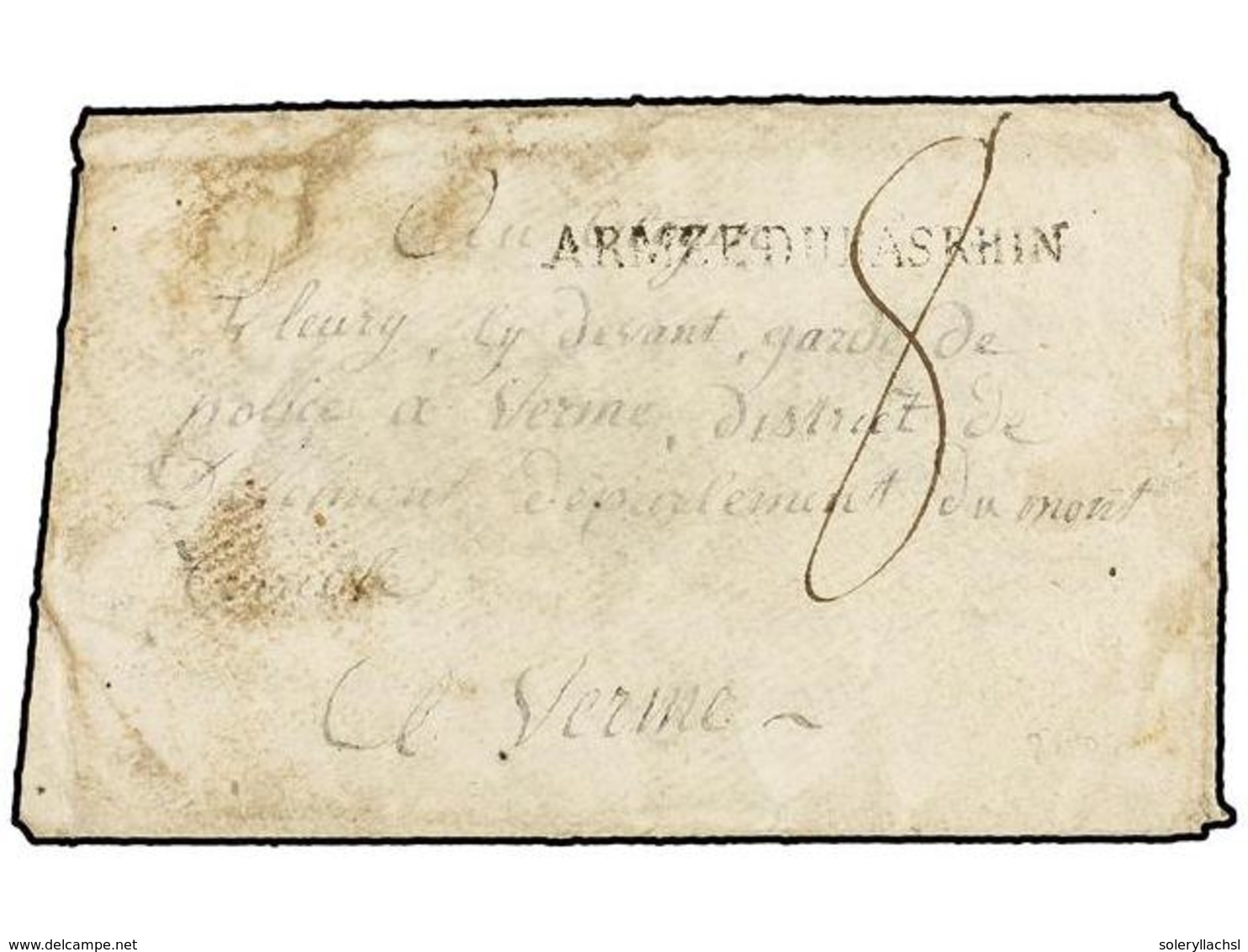 668 ALEMANIA. (1795 Ca.). LE BIVAQUE Pres De MASNEM (Manheim). Envelope With Text (no Date) <B>ARMEE DU BAS RHIN</B> Mar - Other & Unclassified