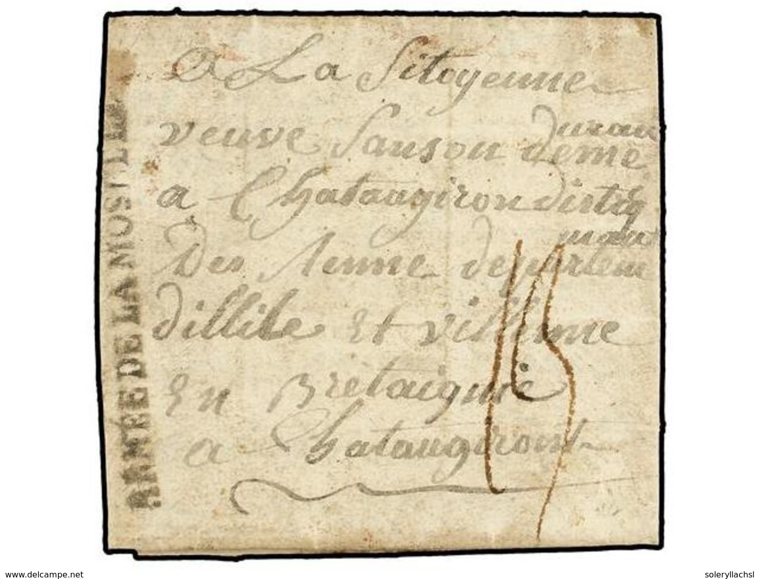 673 ALEMANIA. 1795. De Vasenis? To  FRANCE. Entire Letter, Contents Refers To SARBRUCK (Saarbrucken) With Lineal <B>ARME - Other & Unclassified