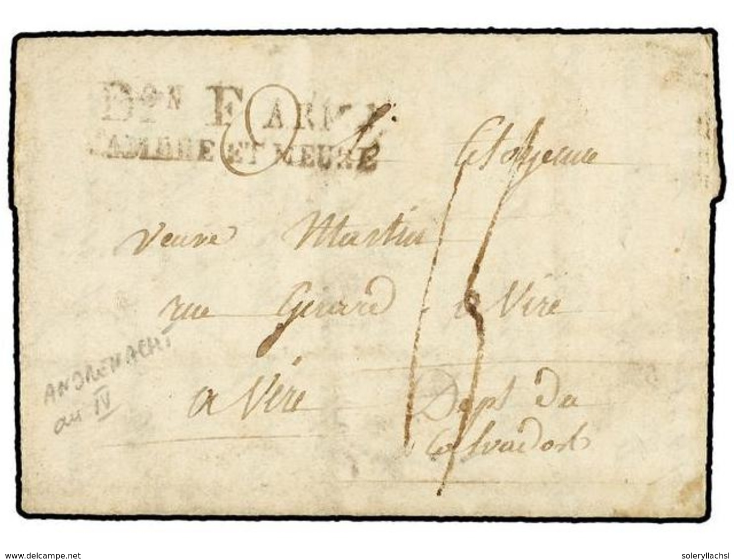 677 ALEMANIA. 1796. ANDERNACH To FRANCE. Entire Letter With <B>Don F ARM./SAMBRE ET MEUSE</B> Mark. - Other & Unclassified