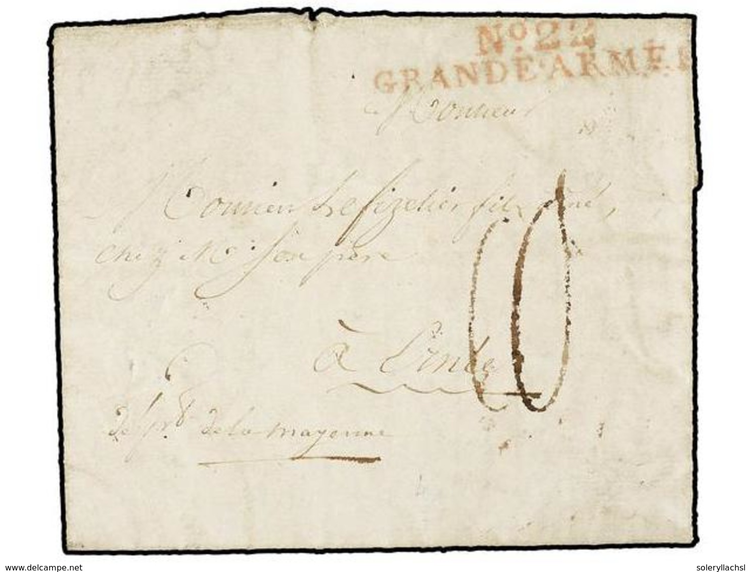 682 ALEMANIA. 1808 (20 Abril). FALKENTHAL (Germany) To FRANCE. Entire Letter With Red<B> Nº22/GRANDE ARMÉE.</B> VERY FIN - Other & Unclassified