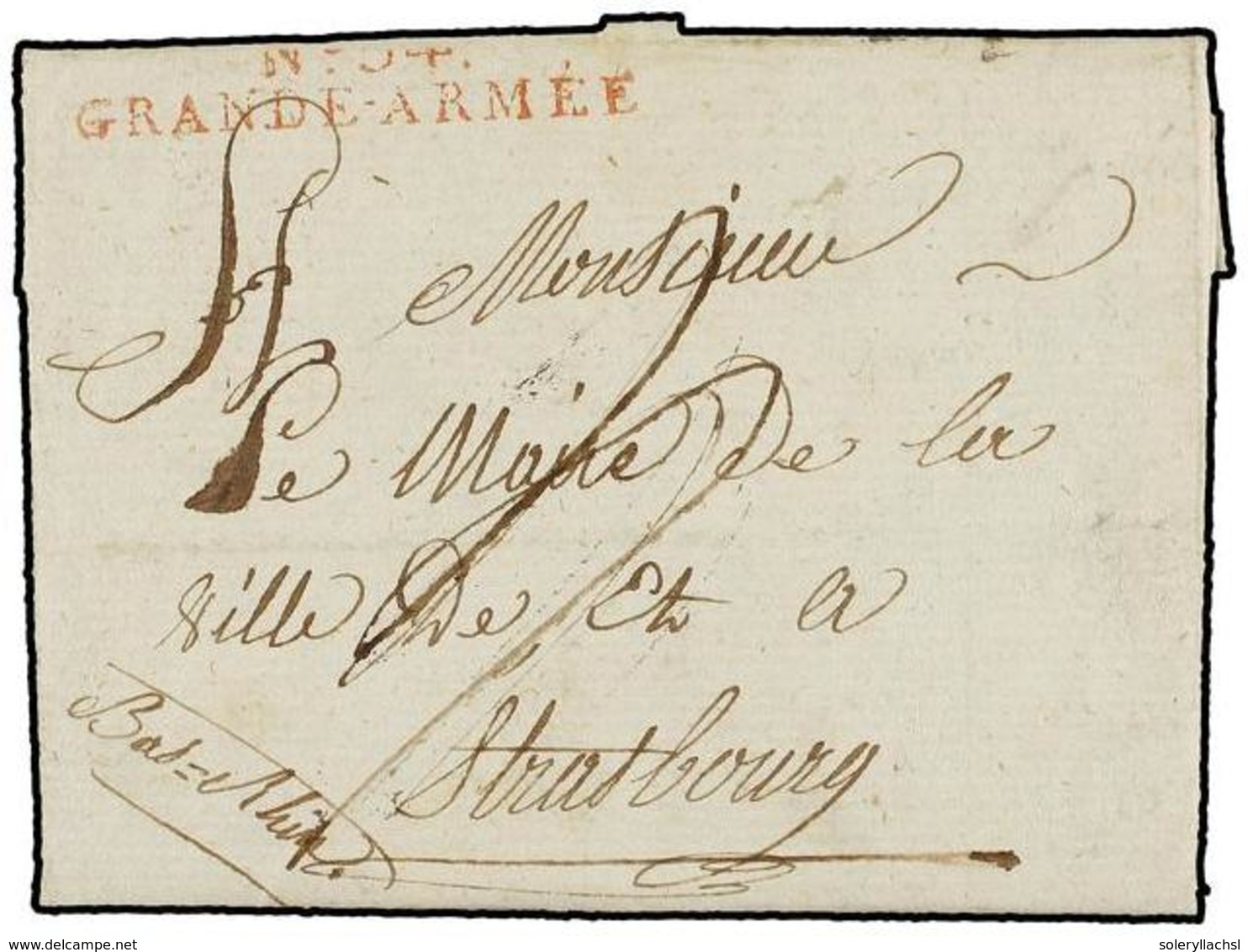 683 ALEMANIA. 1808 (May 1). STOLPE (Germany) To FRANCE. Entire Letter With Red <B>Nº 34 GRANDE ARMEE</B> Mark. RARE. - Sonstige & Ohne Zuordnung