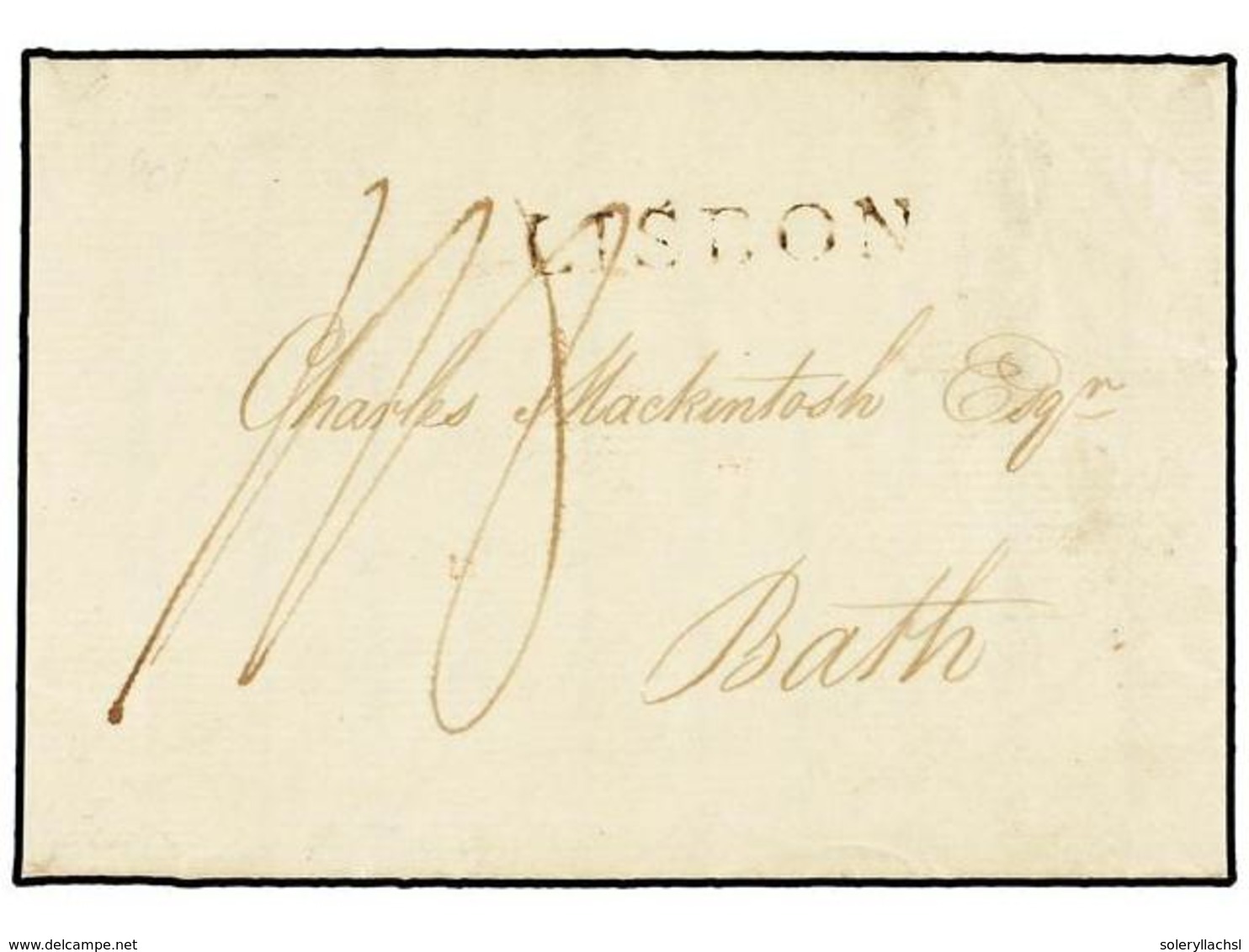 721 GIBRALTAR. 1805. GIBRALTAR To BATH. Entire Letter Charged <B>'1/8'</B> Packet Rate, Sent Via Portugal. <B>LISBON</B> - Andere & Zonder Classificatie
