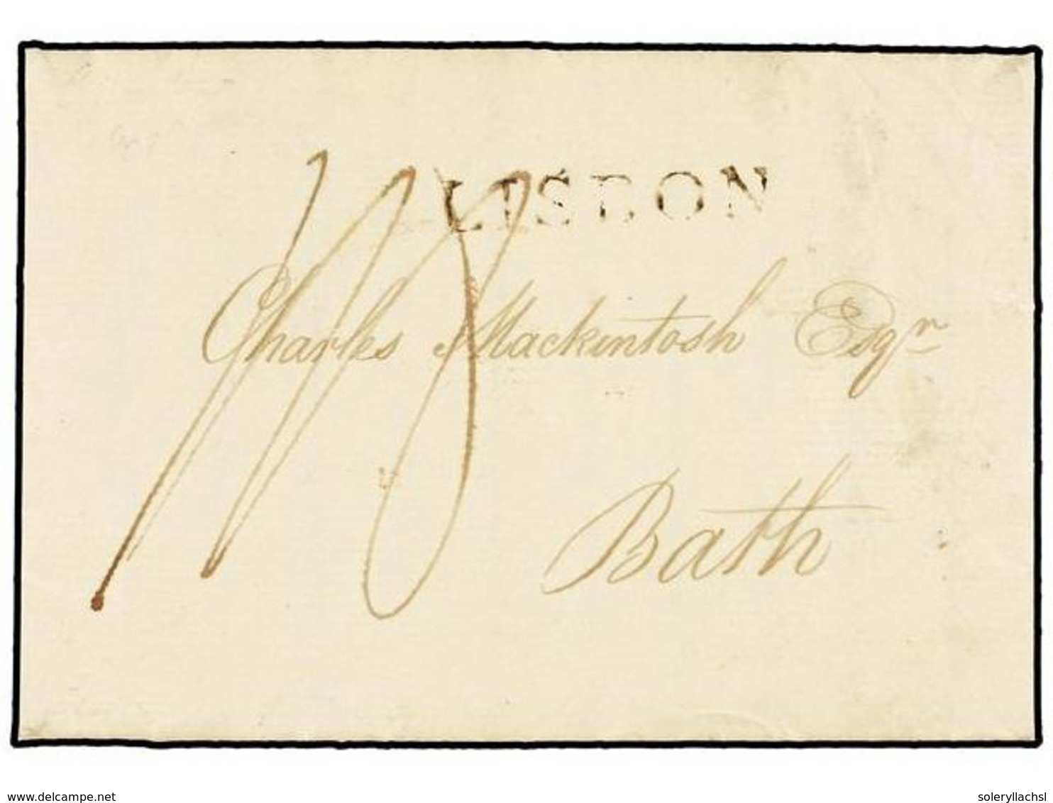 721 GIBRALTAR. 1805. GIBRALTAR To BATH. Entire Letter Charged <B>'1/8'</B> Packet Rate, Sent Via Portugal. <B>LISBON</B> - Sonstige & Ohne Zuordnung