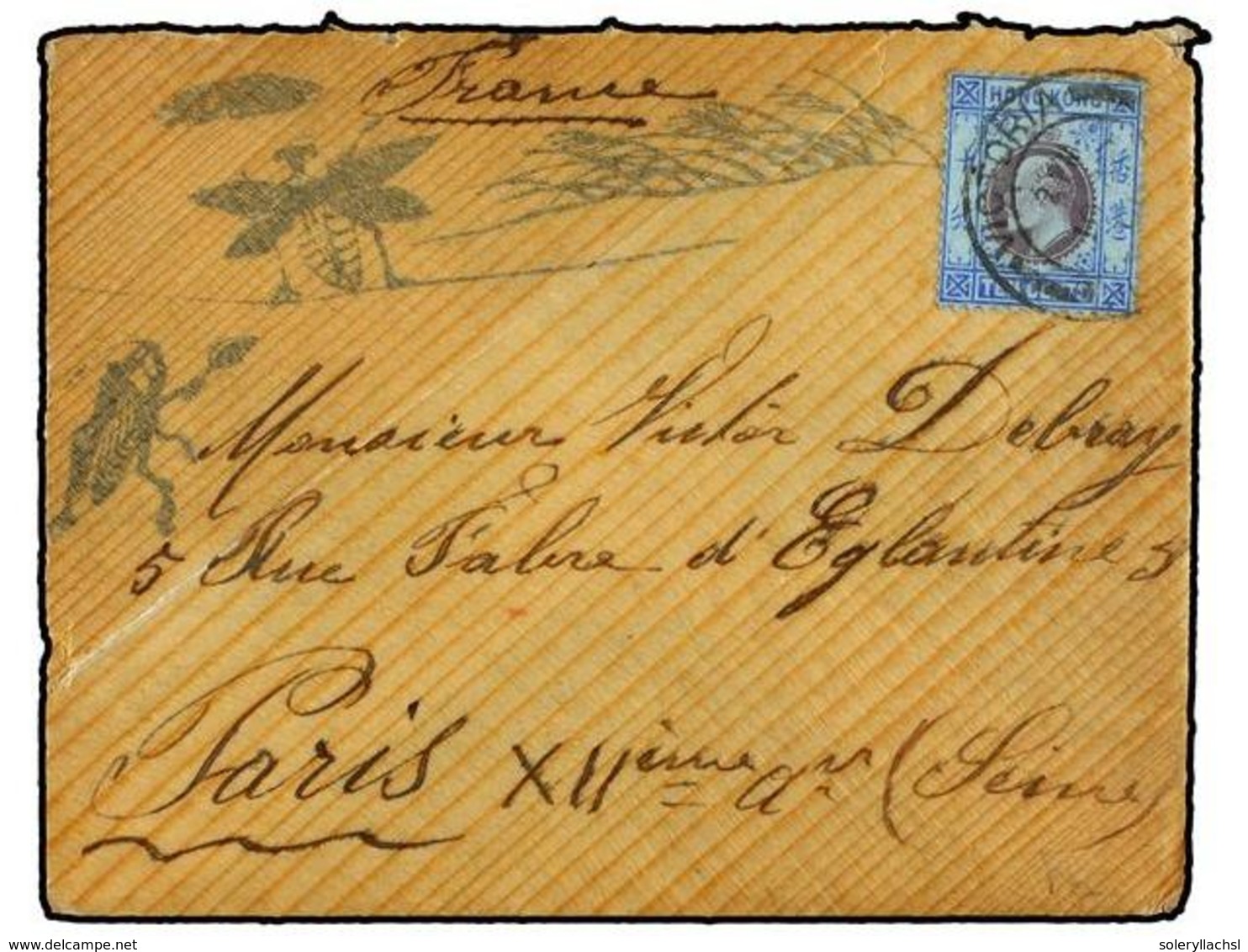 755 HONG KONG. 1906. HONG KONG To FRANCE. Ilustrated Bamboo Envelope With Contents Franked With <B>10 Cents.</B> Stamp. - Andere & Zonder Classificatie