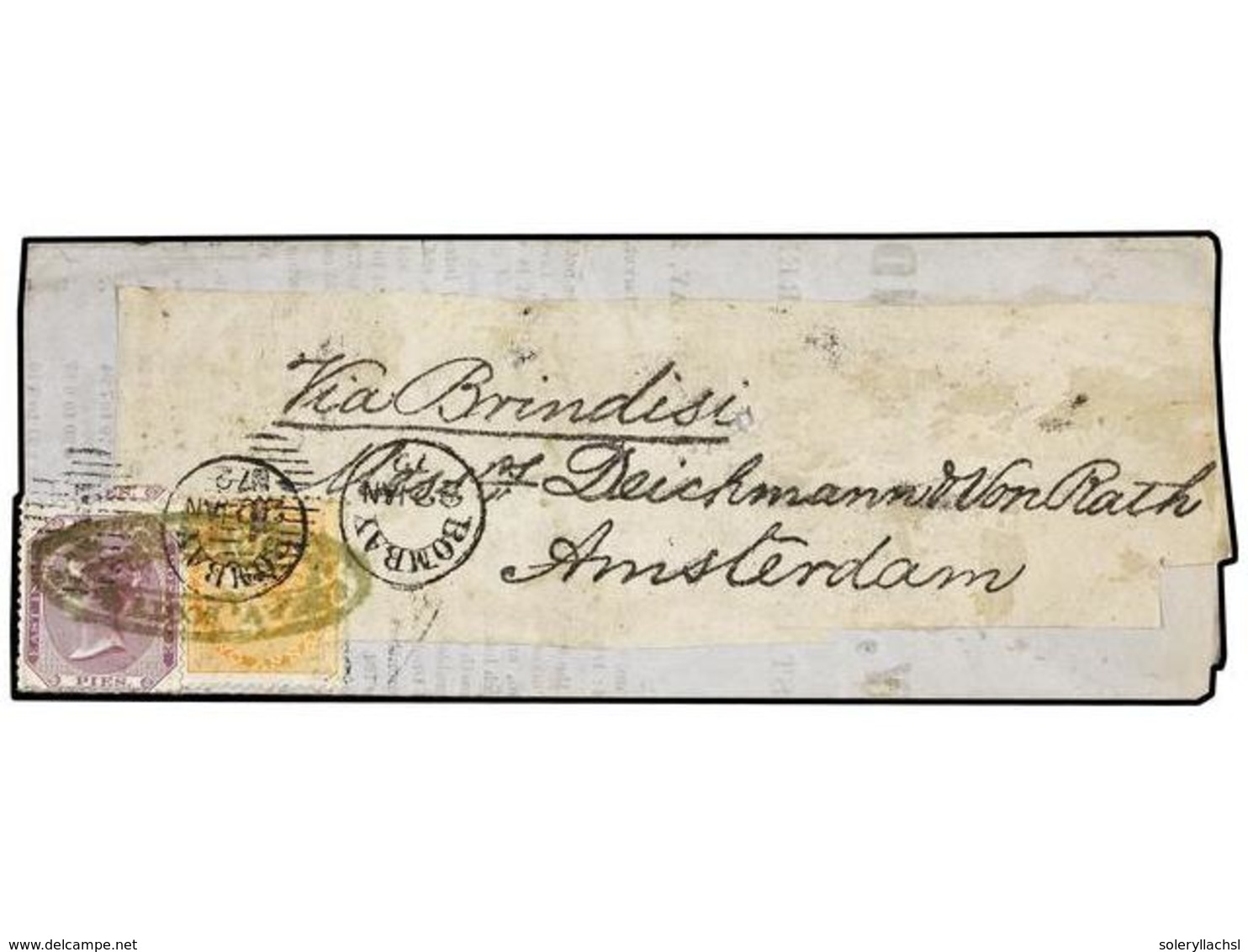 762 INDIA INGLESA. 1872. BOMBAY To AMSTERDAM. PRINTED MATTER  Letter Sheet (East India Price Current) Franked By <B>8 Pi - Sonstige & Ohne Zuordnung