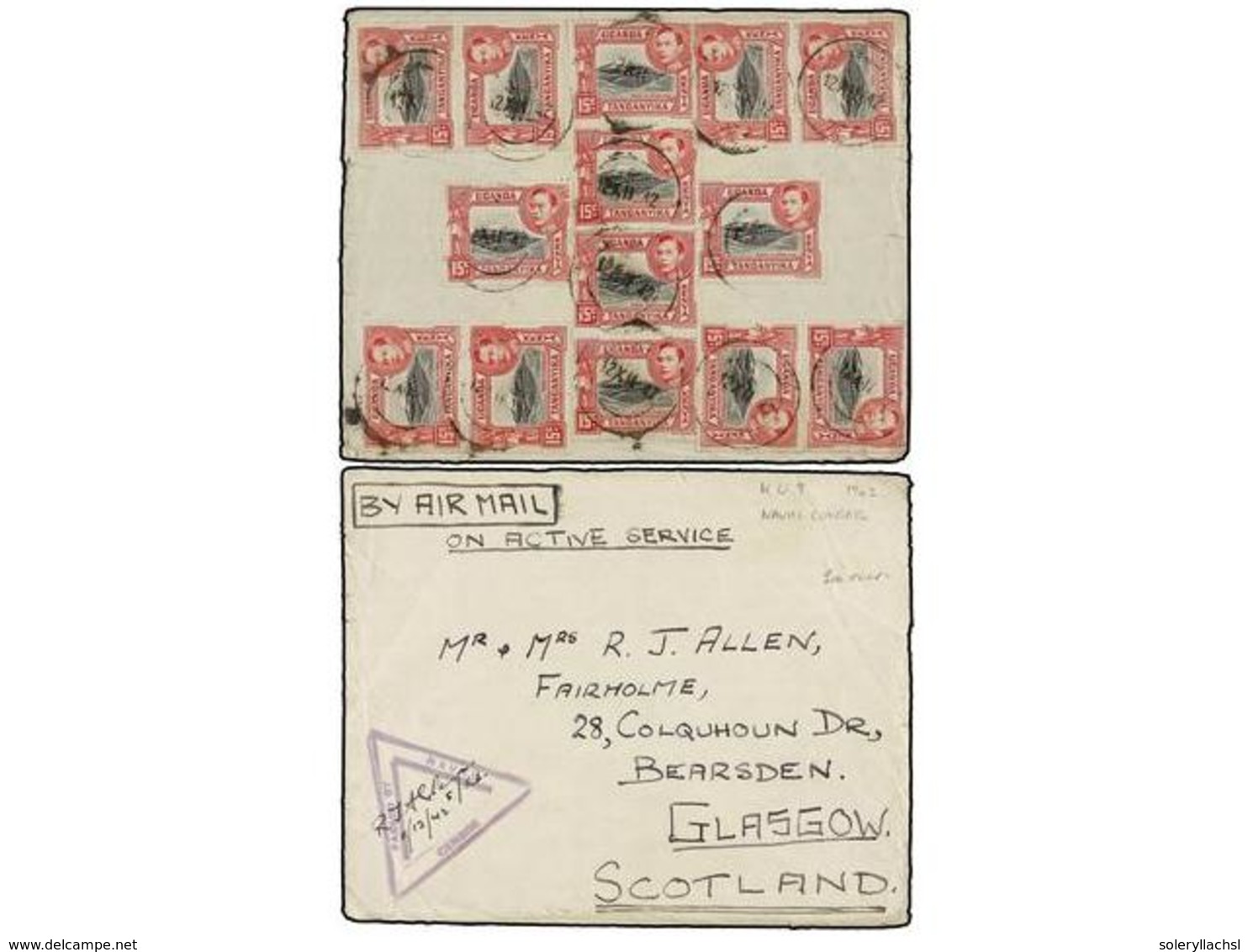771 KENIA. 1942. KENYA To SCOTLAND. <B>AIR MAIL</B> Cover Franked With Fourteen <B>15 Cts.</B> Stamps. - Other & Unclassified