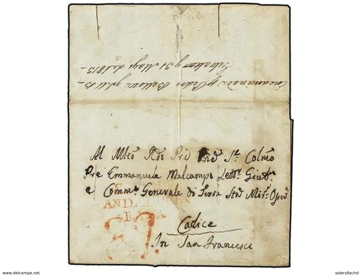 783 MALTA. 1813. LA VALLETTA (Malta) To CADIZ. Entire Letter Forwarded To Gibraltar, Endorsed 'Encaminada Por Pedro Bell - Andere & Zonder Classificatie