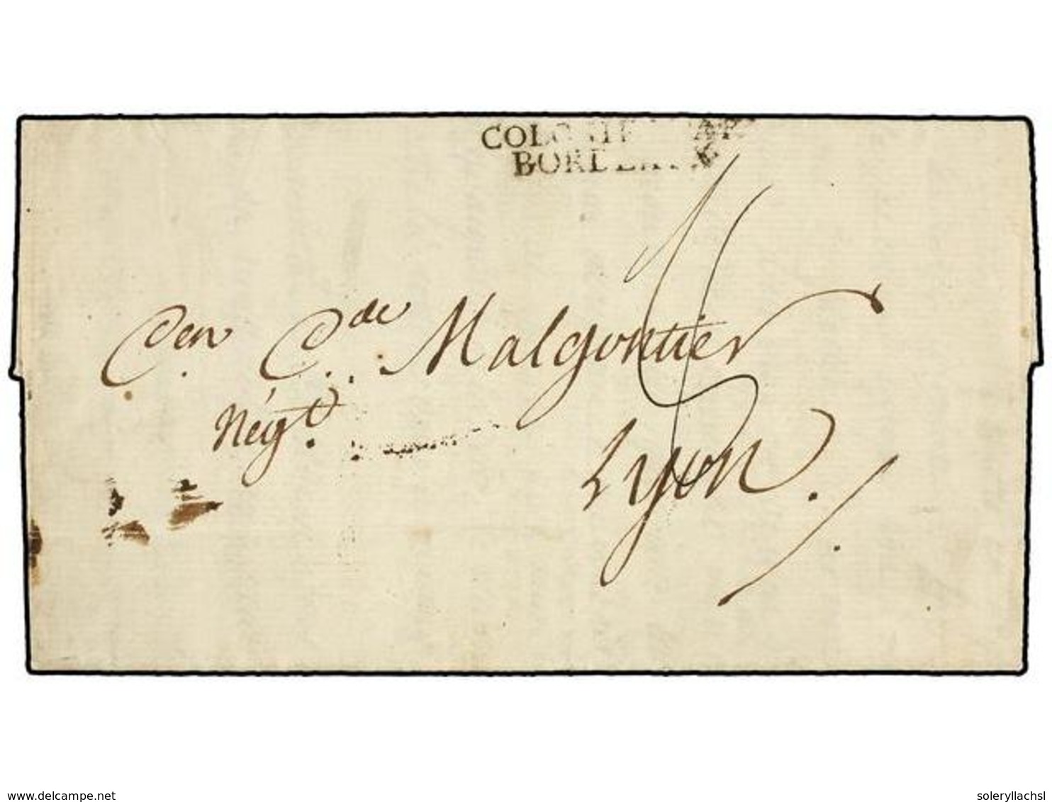 789 MAURICIO. 1802 (March 6). ILE DE FRANCE To LYON. Entire Letter With<B> COLONIES PAR/BORDEAUX</B> Entry Mark (Salles  - Andere & Zonder Classificatie