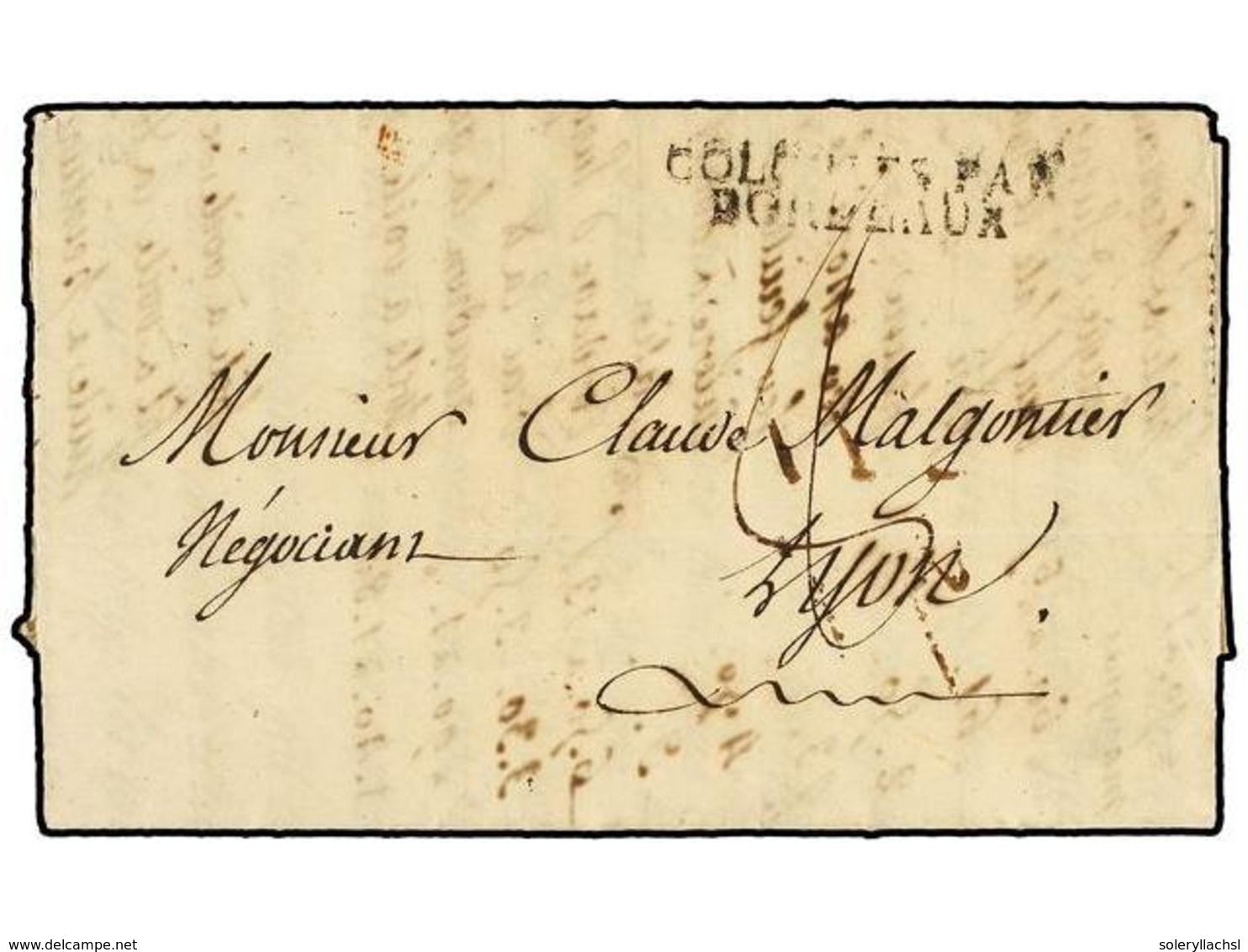 790 MAURICIO. 1805 (April 28). ILE DE FRANCE To LYON. Entire Letter With <B>COLONIES PAR/BORDEAUX</B> Entry Mark (Salles - Sonstige & Ohne Zuordnung