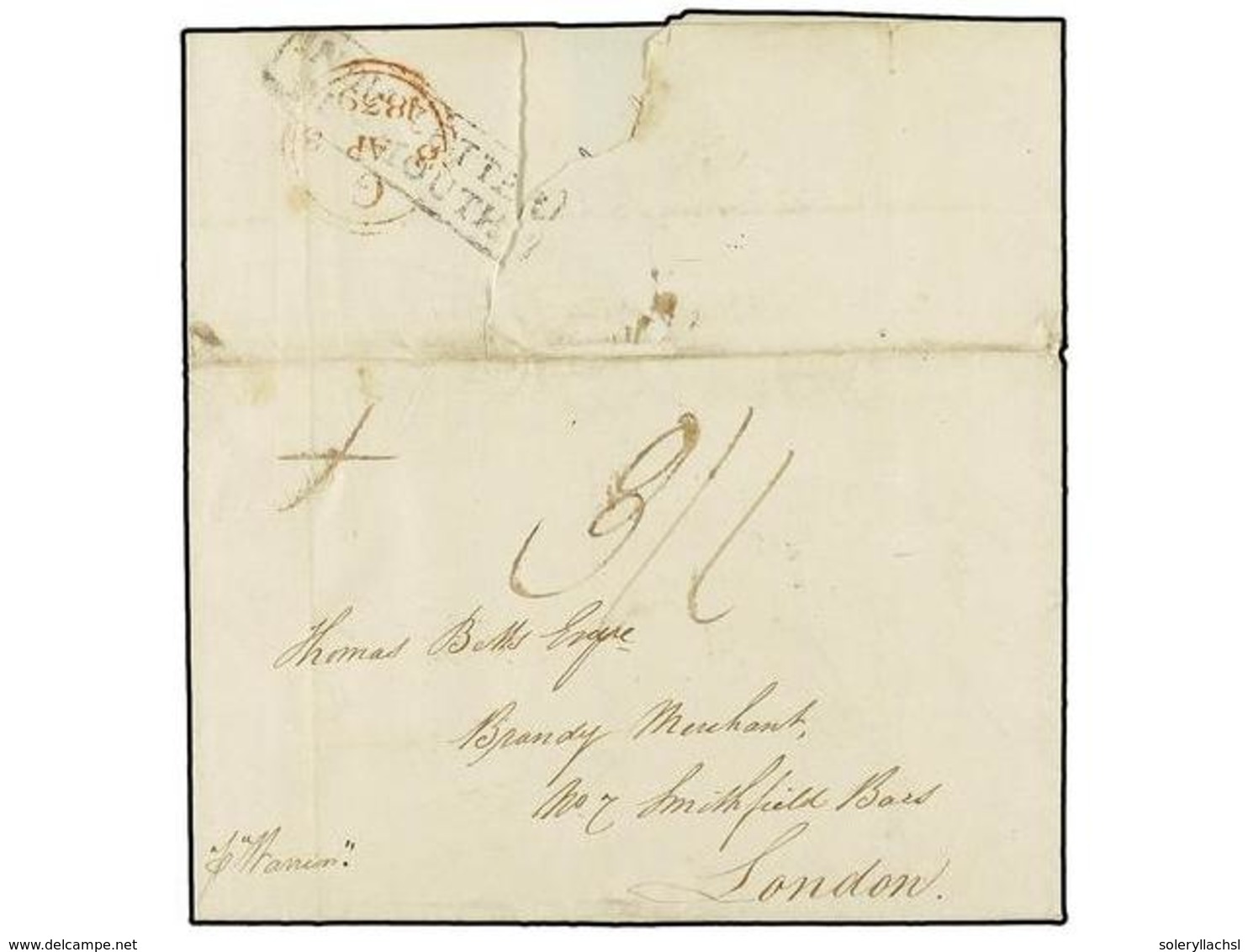 800 MAURICIO. 1838. PORT LOUIS To MAURITIUS. Entire Letter, Endorsed <I>'p. Marrion'</I>. On Reverse <B>INDIA LETTER/PLY - Andere & Zonder Classificatie