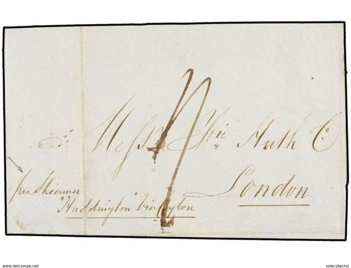 803 MAURICIO. 1847. MAURITIUS To LONDON. Folded Letter, Endorsed <I>'P. Steamer Haddington Via Ceylon'</I> On Reverse <B - Other & Unclassified