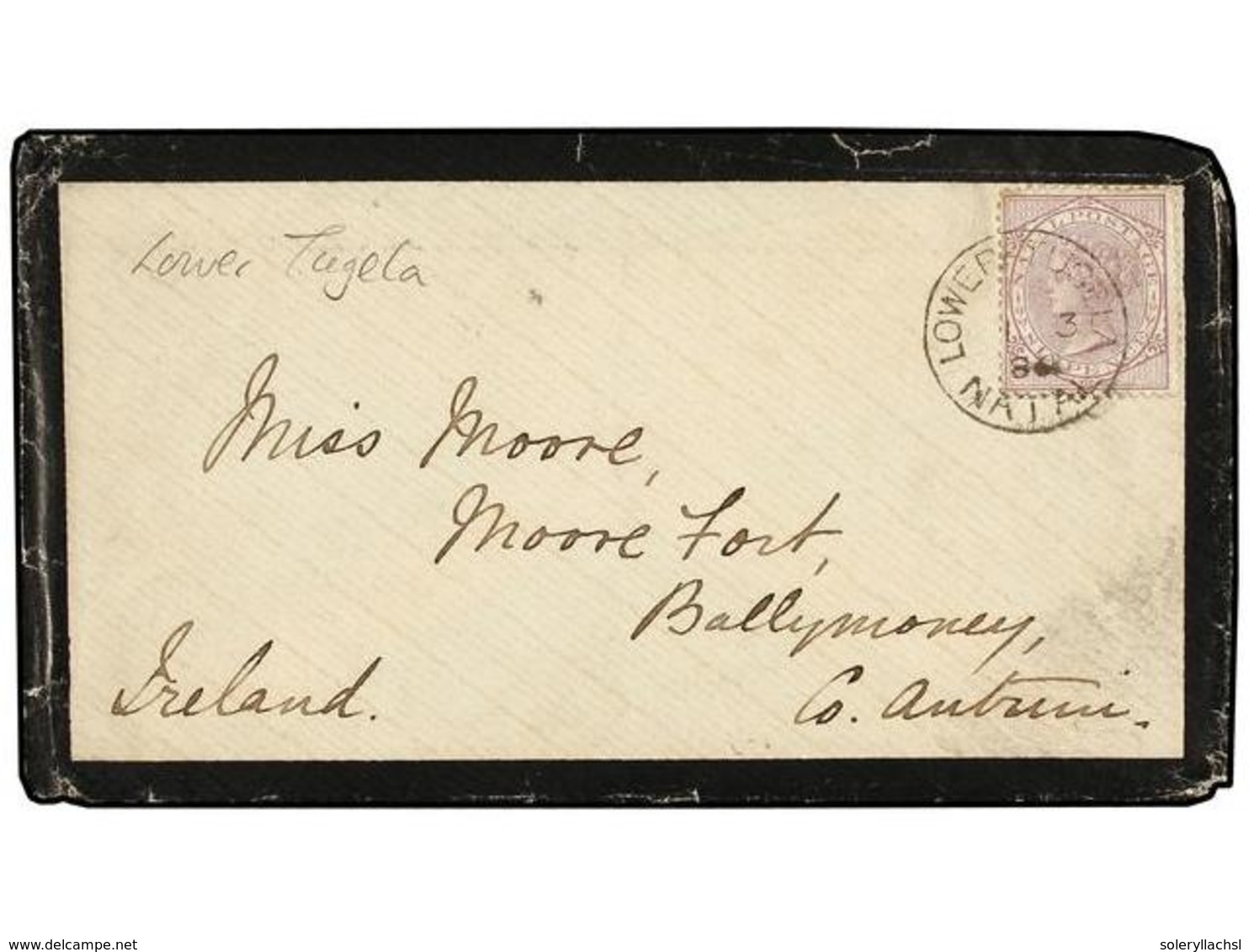 818 NATAL. 1886. NATAL To IRELAND. <B>6 D.</B> Lilac Cancelled With<B> LOWER-TUGELA/NATAL</B> Cds. - Autres & Non Classés