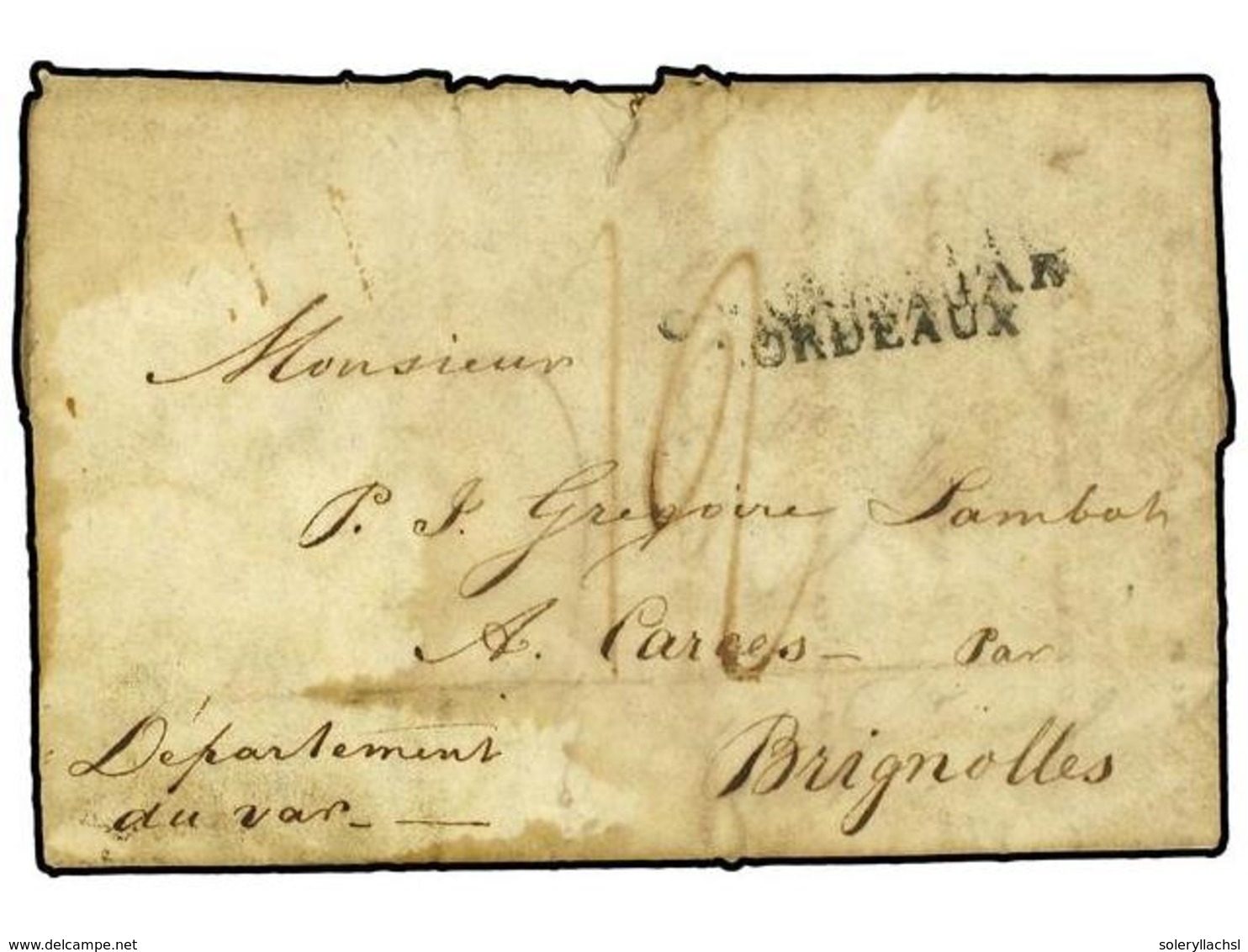 873 TRINIDAD. 1806 (Aug 8). <B>FRENCH OCCUPATION</B>. Entire Letter From TRINIDAD During The Napoleonic Wars To BRIGNOLL - Autres & Non Classés