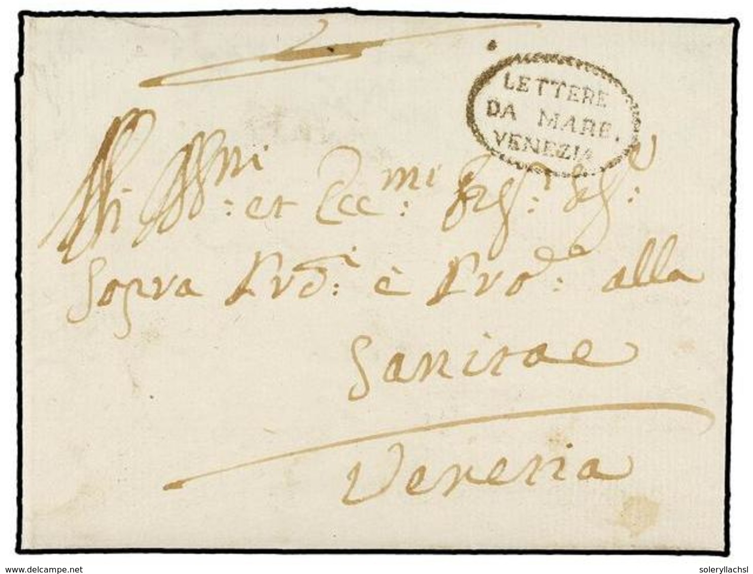 885 GRECIA: ISLAS JONICAS. 1786 (1 February). ZANTE To VENEZIA. Entire Letter With Oval <B>LETTERE/DA MARE/VENEZIA</B> A - Other & Unclassified