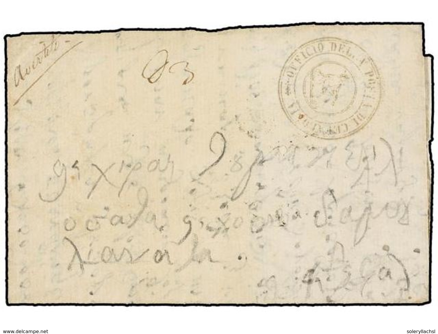 903 GRECIA: ISLAS JONICAS. 1831 (July 5). MISSOLONGHI To DAMOULIANATA (Paliki, Cephalonia). Entire Letter With Triple Ri - Andere & Zonder Classificatie