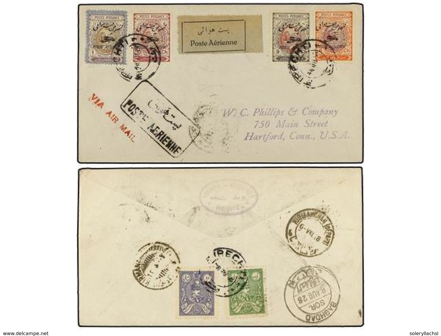 940 IRAN. Mi.534/35, 547/49, 551. 1928 (28-VII). RESHT To U.S.A. <B>AIR MAIL</B> Cover Via Bagdad. - Sonstige & Ohne Zuordnung