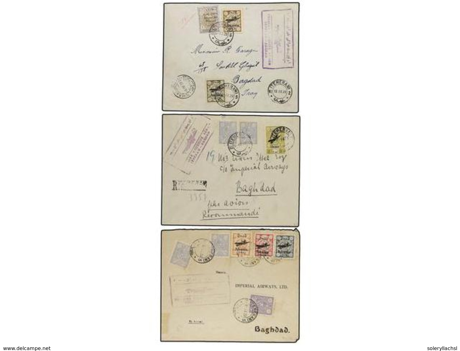 950 IRAN. 1929 (8-IV). TEHERAN To BAGDAD. <B>AIR MAIL. FIRST FLIGHT </B>(Muller 27). Diverse Franking. - Andere & Zonder Classificatie