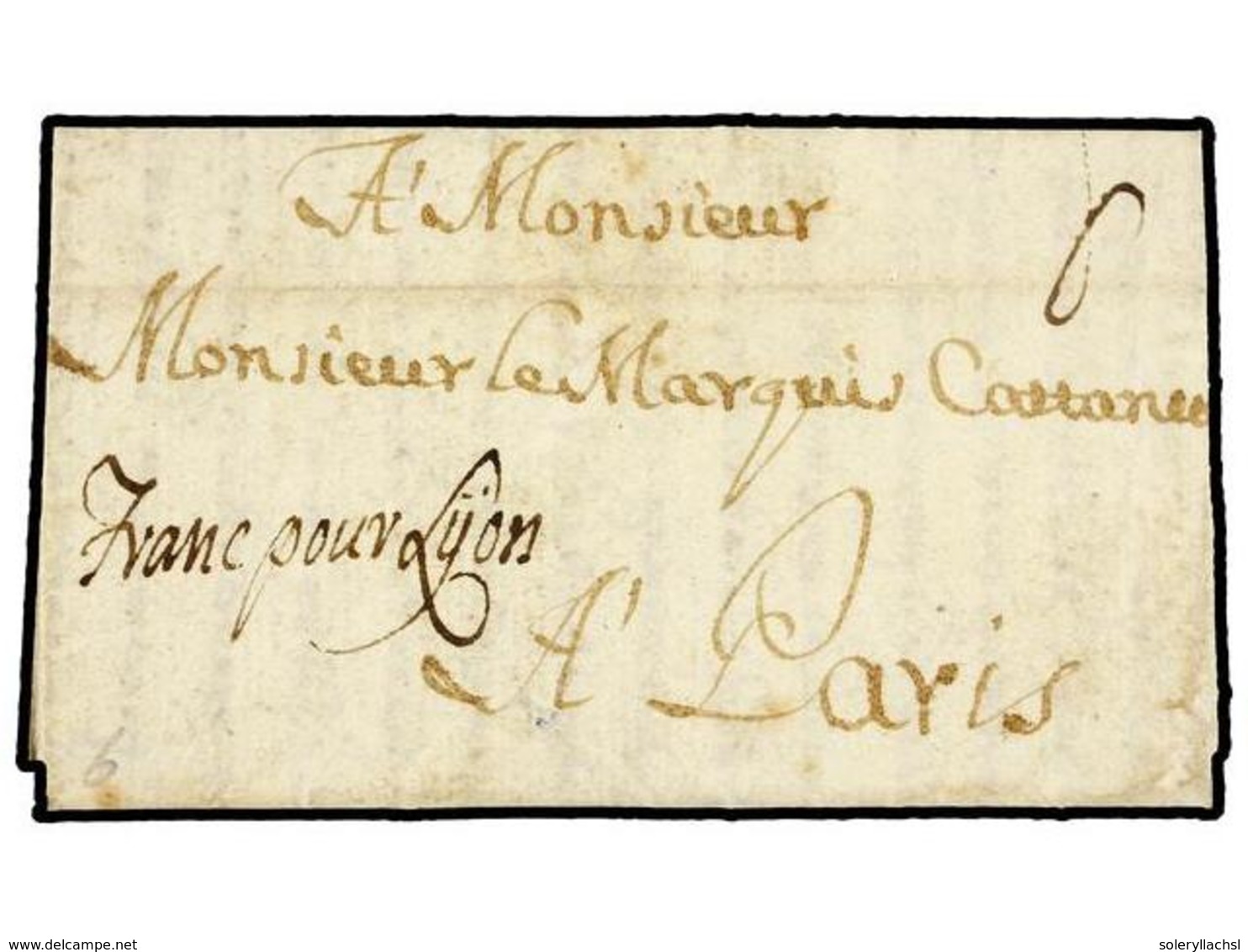 960 ITALIA. 1704 (30 Dic.). GÉNOVA A PARÍS. Carta Completa Con Texto. Manuscrito <B>FRANC POUR LYON</B> Y Tasa De <B>6.< - Other & Unclassified