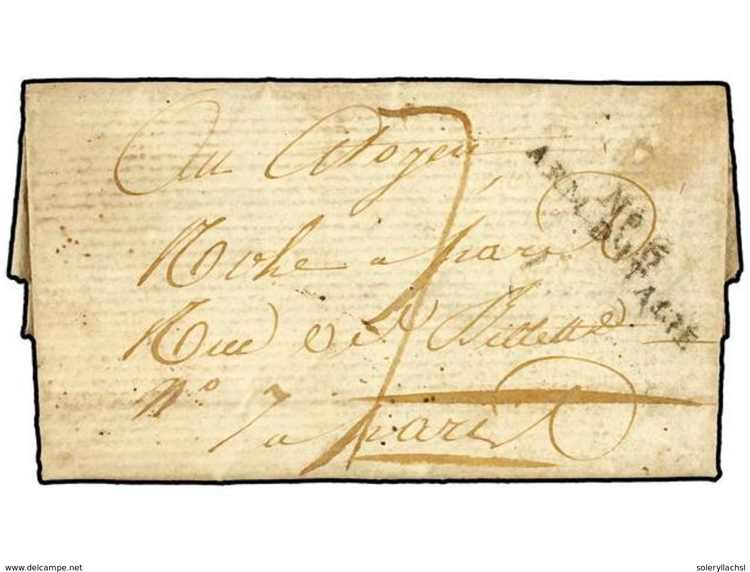 963 ITALIA. (1800 Ca.). FERRARA A FRANCIA. Carta Completa (sin Mención Del Año). Marca <B>Nº 6/ARM. D'ITALIE.</B> - Andere & Zonder Classificatie