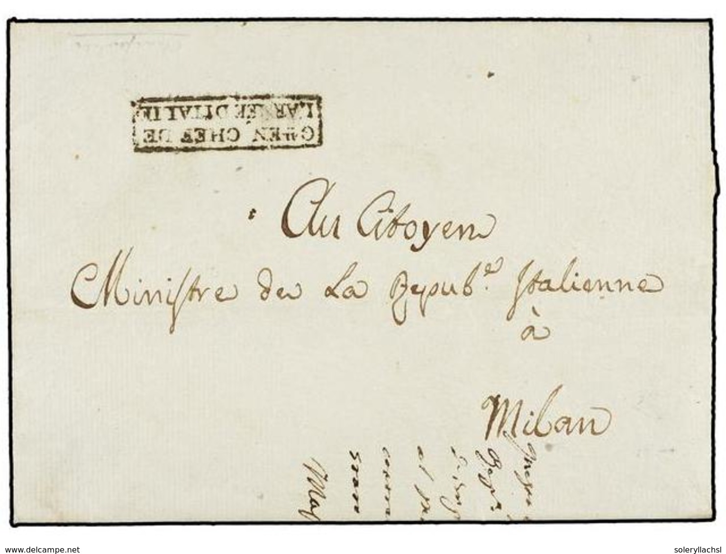 972 ITALIA. 1802. MILÁN Correo Interior. Carta Completa. Marca De Franquicia <B>Gal EN CHEF DE L'ARMEE D'ITALIE</B> Firm - Sonstige & Ohne Zuordnung