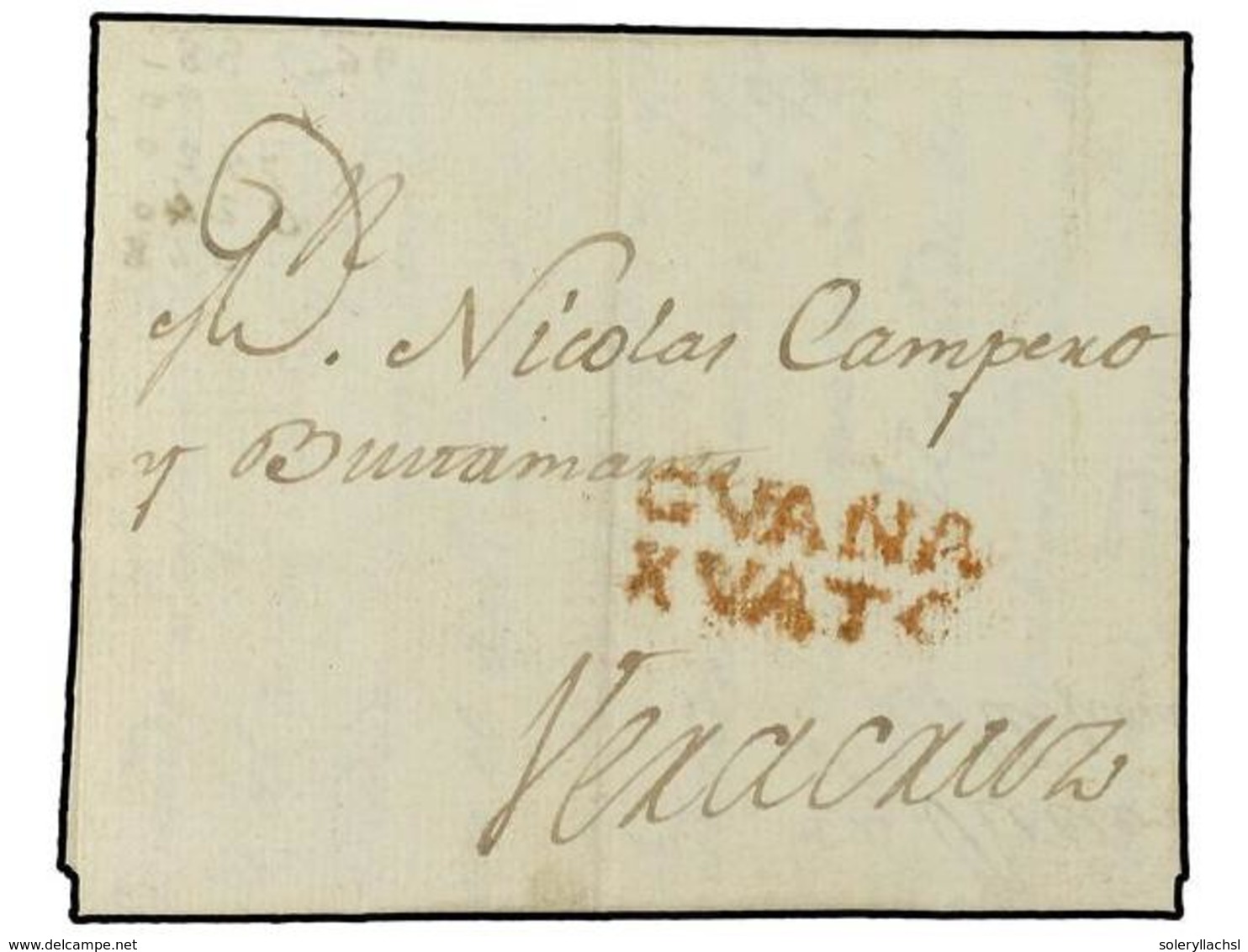 1053 MEXICO. 1809 (24-Abril). GUANAXUATO A VERACRUZ. Marca <B>GUANA / XUATO </B>en Rojo. MUY RARA. - Autres & Non Classés