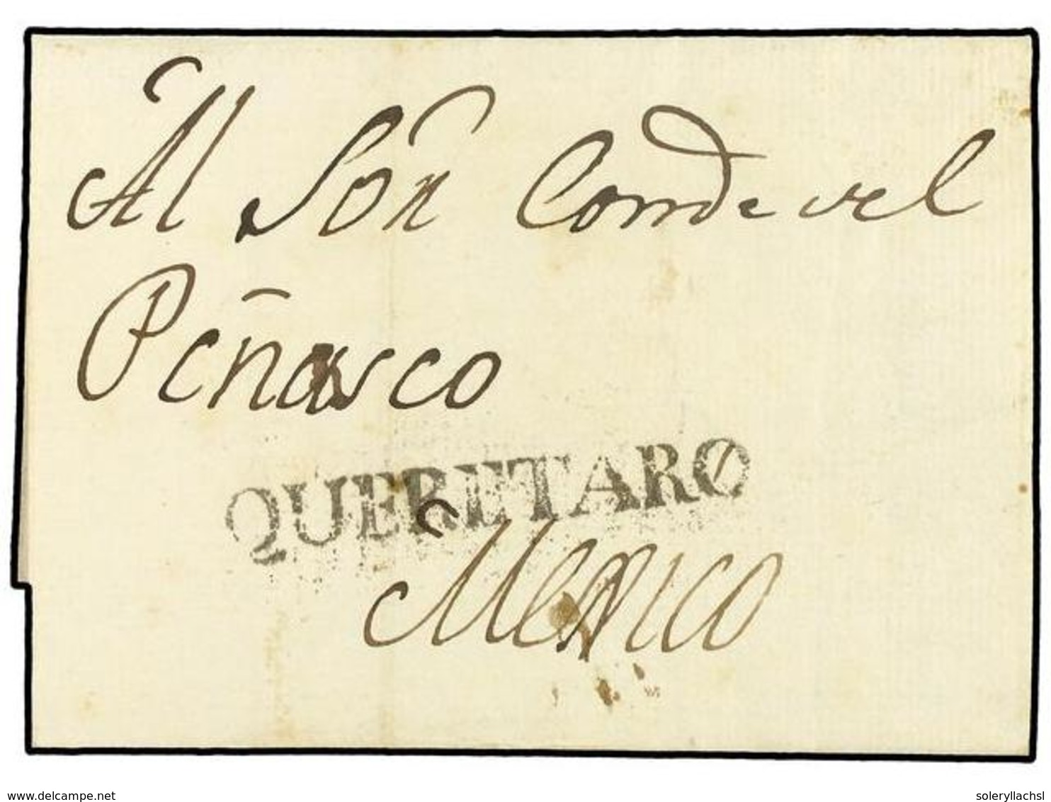 1060 MEXICO. 1818 (22 Junio). QUERETARO A MEXICO. Marca <B>QUERETARO</B> (nº 3). MAGNÍFICA. - Sonstige & Ohne Zuordnung