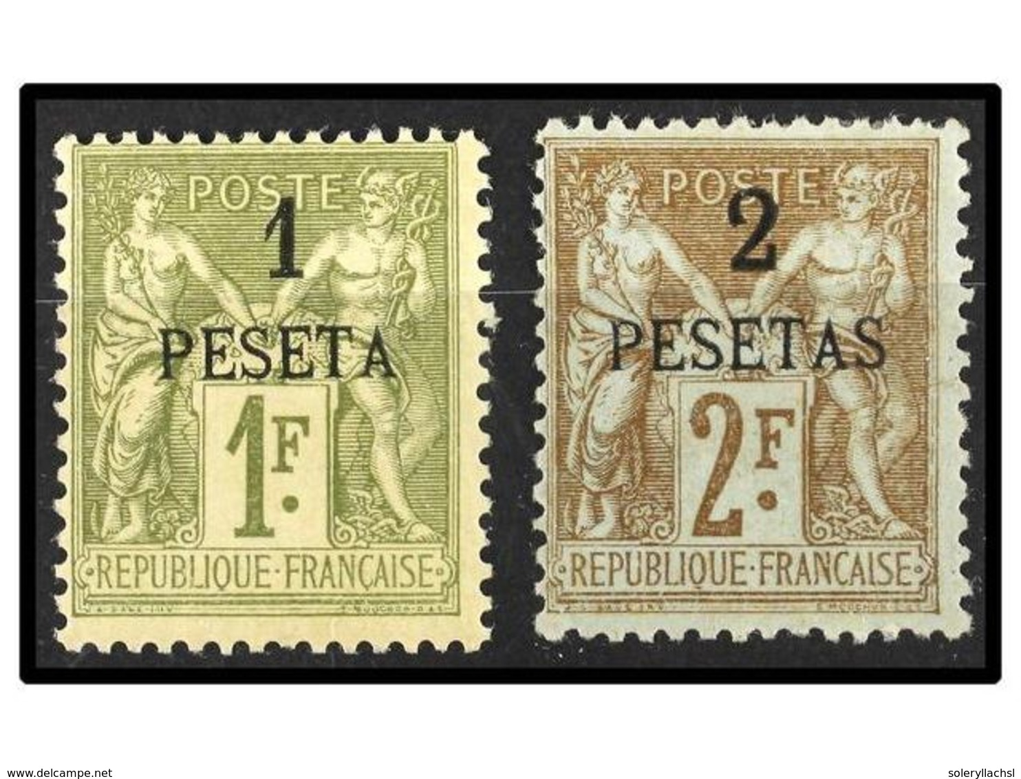 1067 * MARRUECOS. Yv.7, 8. 1891. <B>1 Fr. </B>and <B>2 Fr.</B> Fine. Yvert.380€. - Andere & Zonder Classificatie