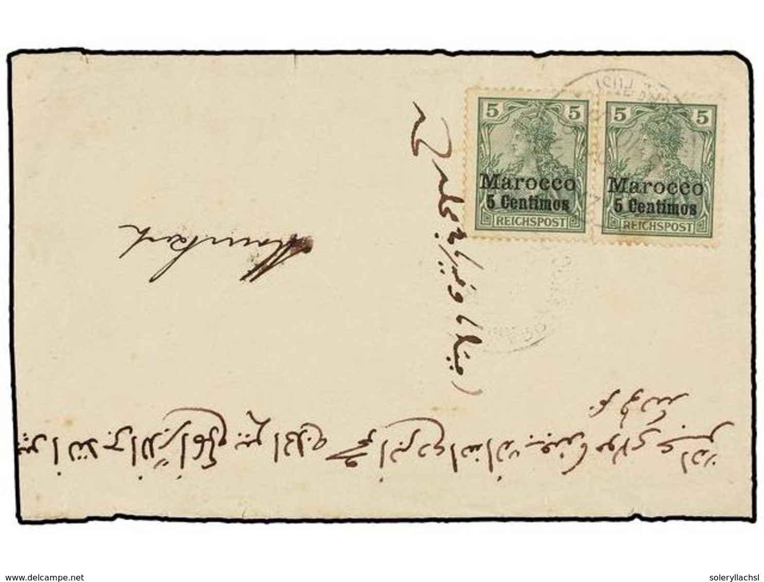 1073 MARRUECOS. 1901. Dos Sobre Circulados De MAZAGAN A MARRAKESCH Con Sellos Del Correo Alemán De <B>5 + 5 Cts.</B> Ver - Andere & Zonder Classificatie