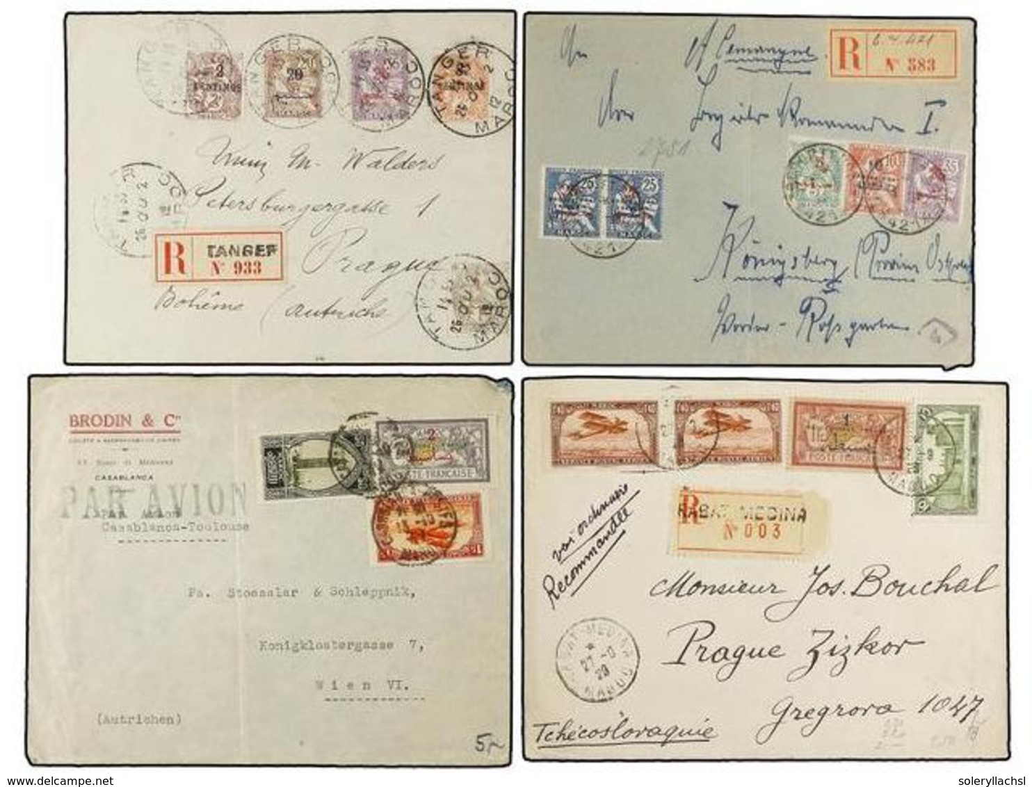 1076 MARRUECOS FRANCES. 1908-1927. CONJUNTO De 33 Cartas Diversos Franqueos, Incluyendo Franquicias Militares Y Censuras - Autres & Non Classés