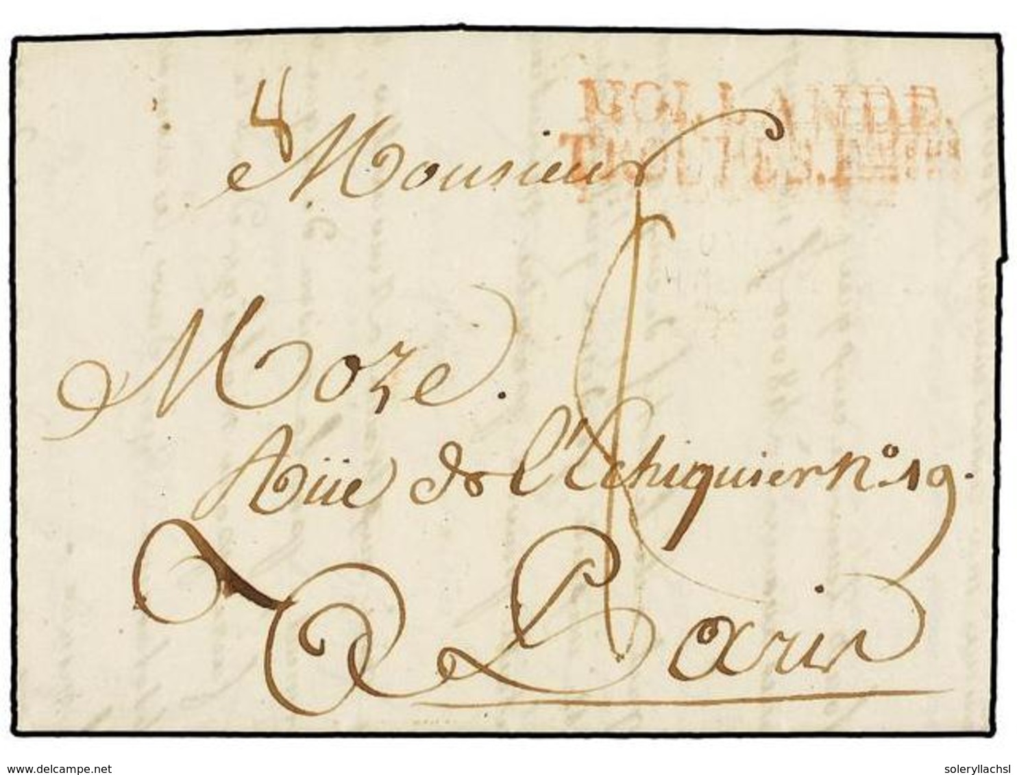 1102 HOLANDA. 1804. UTRECHT To FRANCE. Entire Letter With Red <B>HOLLANDE/TROUPES FAISES</B> Mark. - Sonstige & Ohne Zuordnung