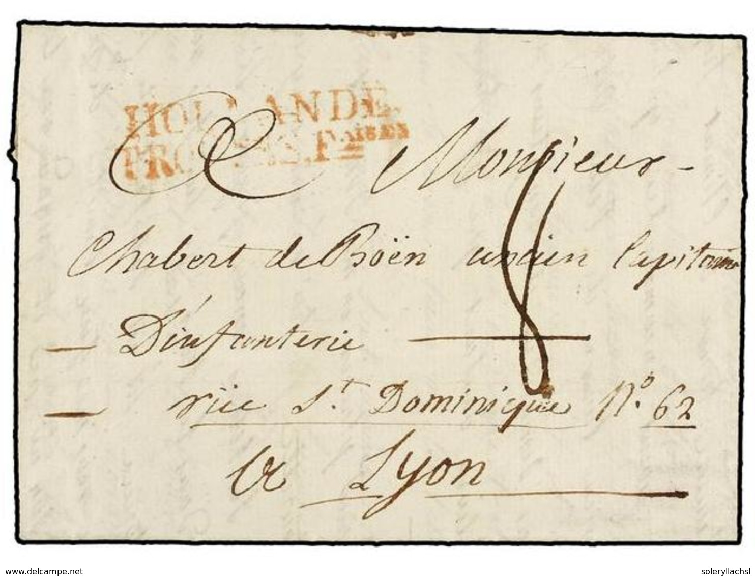 1103 HOLANDA. 1804. AMSTERDAN To FRANCE. Entire Letter With Red <B>HOLLANDE/TROUPES FAISES</B> Mark. - Andere & Zonder Classificatie
