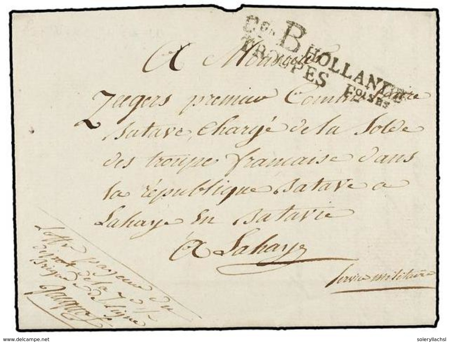 1105 HOLANDA. 1812. TERREVERE (the Text Refers To LA HAYE). Entire Letter With <B>Don B HOLLANDE/TROUPES FOISES</B> Mark - Other & Unclassified