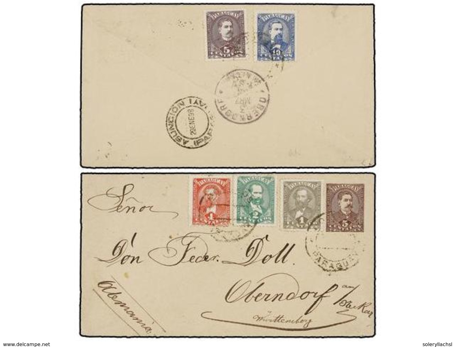 1119 PARAGUAY. 1898. ASUNCIÓN A ALEMANIA. Entero Postal De <B>5 Ctvos.</B> Lila Castaño Con Franqueo Adicional De <B>1 C - Sonstige & Ohne Zuordnung