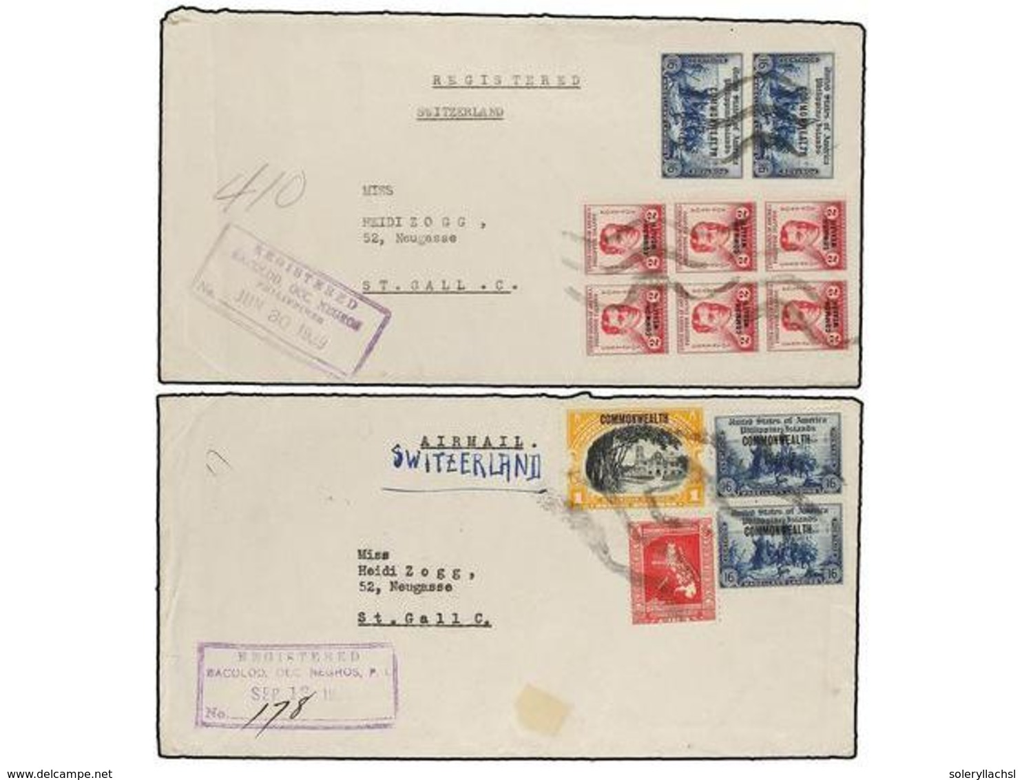 1131 FILIPINAS. 1939. Two Registered Covers To SWITZERLAND With Diverse <B>COMMONWEALTH </B>stamps. - Autres & Non Classés