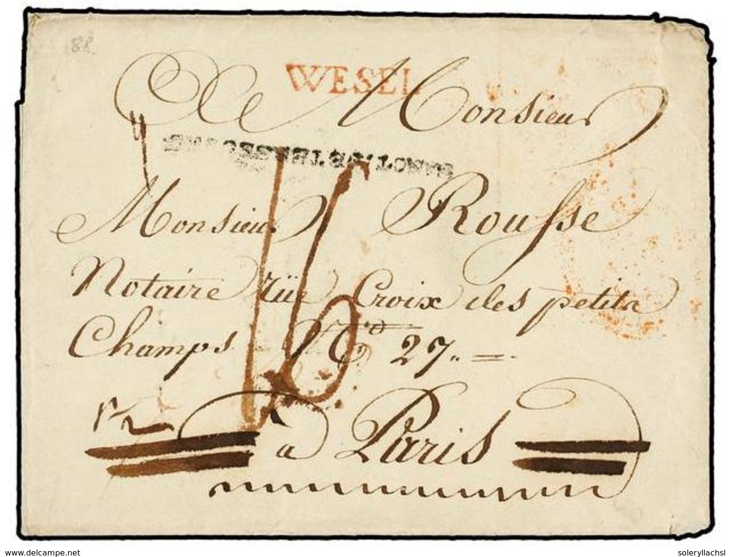 1163 RUSIA. 1821. ST. PETERSBOURG To FRANCE With Lineal<B> SANCT. PETERSBOURT</B> And Red<B> WESEL </B>entry Mark (Van D - Andere & Zonder Classificatie